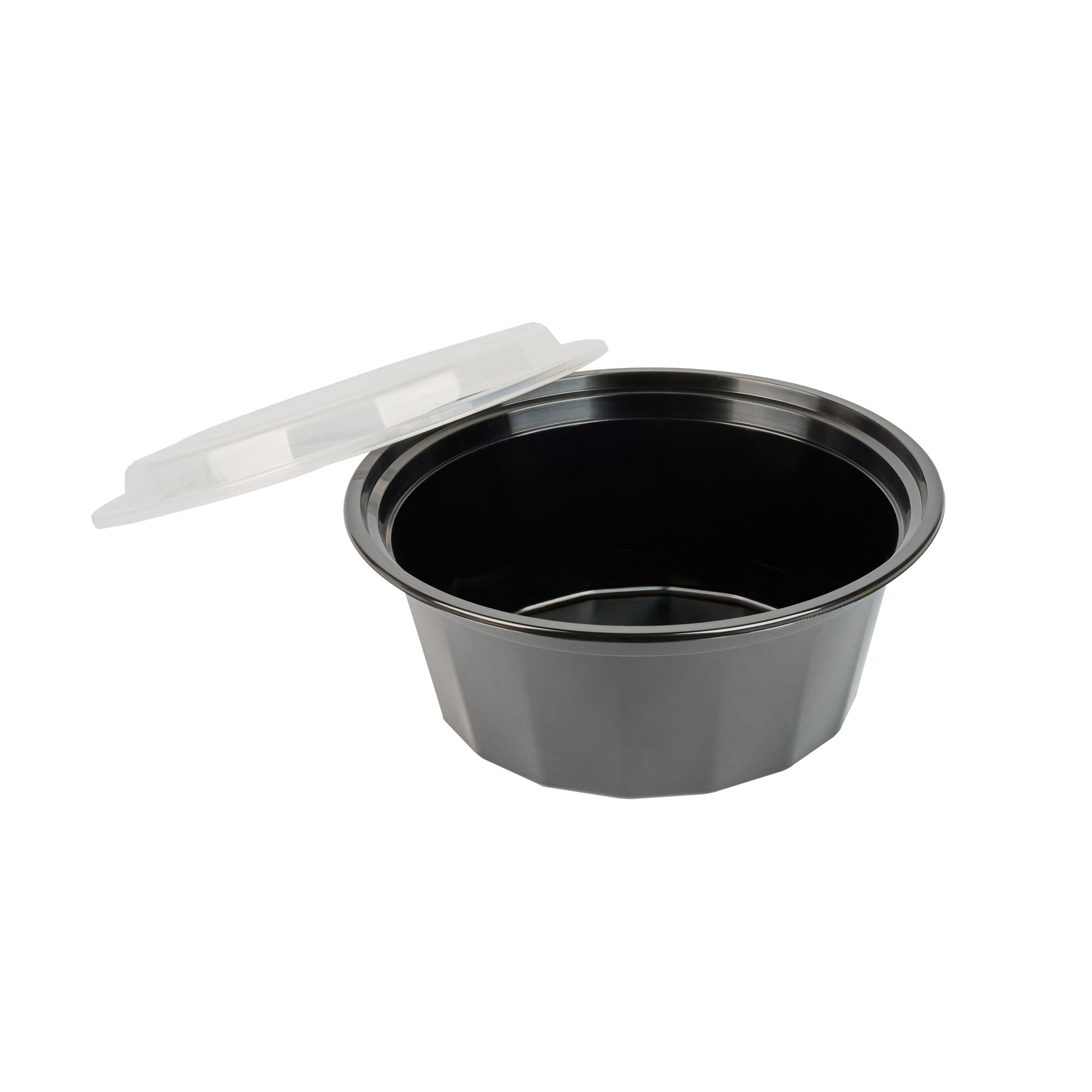 32 oz Black Plastic Food Storage Containers with Clear Lids - 50 Pack, Microwave Safe To-Go Boxes (7.25