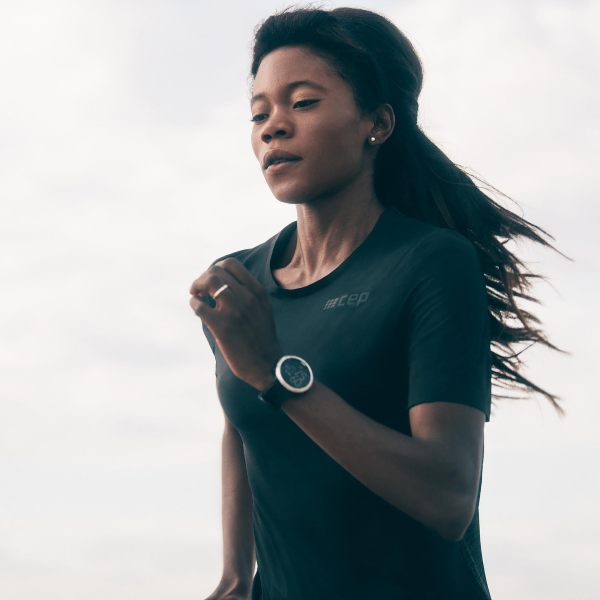 CEP Women's Running Shirt - Breathable Short Sleeve Workout Top for Women | Perfect for Jogging, Gym & Outdoor Activities | Black