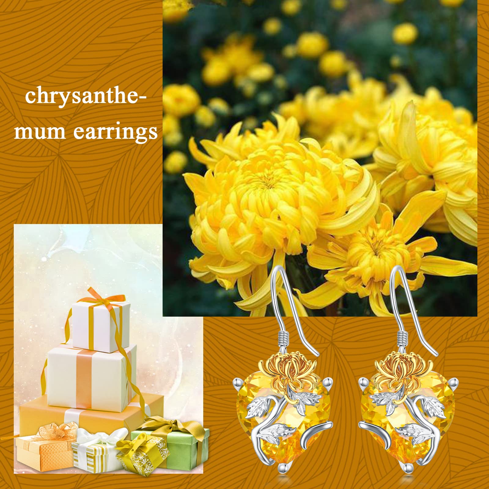 TOUPOP Sterling Silver Birth Month Flower Drop Earrings for Women - Crystal Dangle Heart Earrings, Birthday Jewelry Gifts for Girls & Women | Perfect for Valentine's Day, Mother's Day & Special Occasions