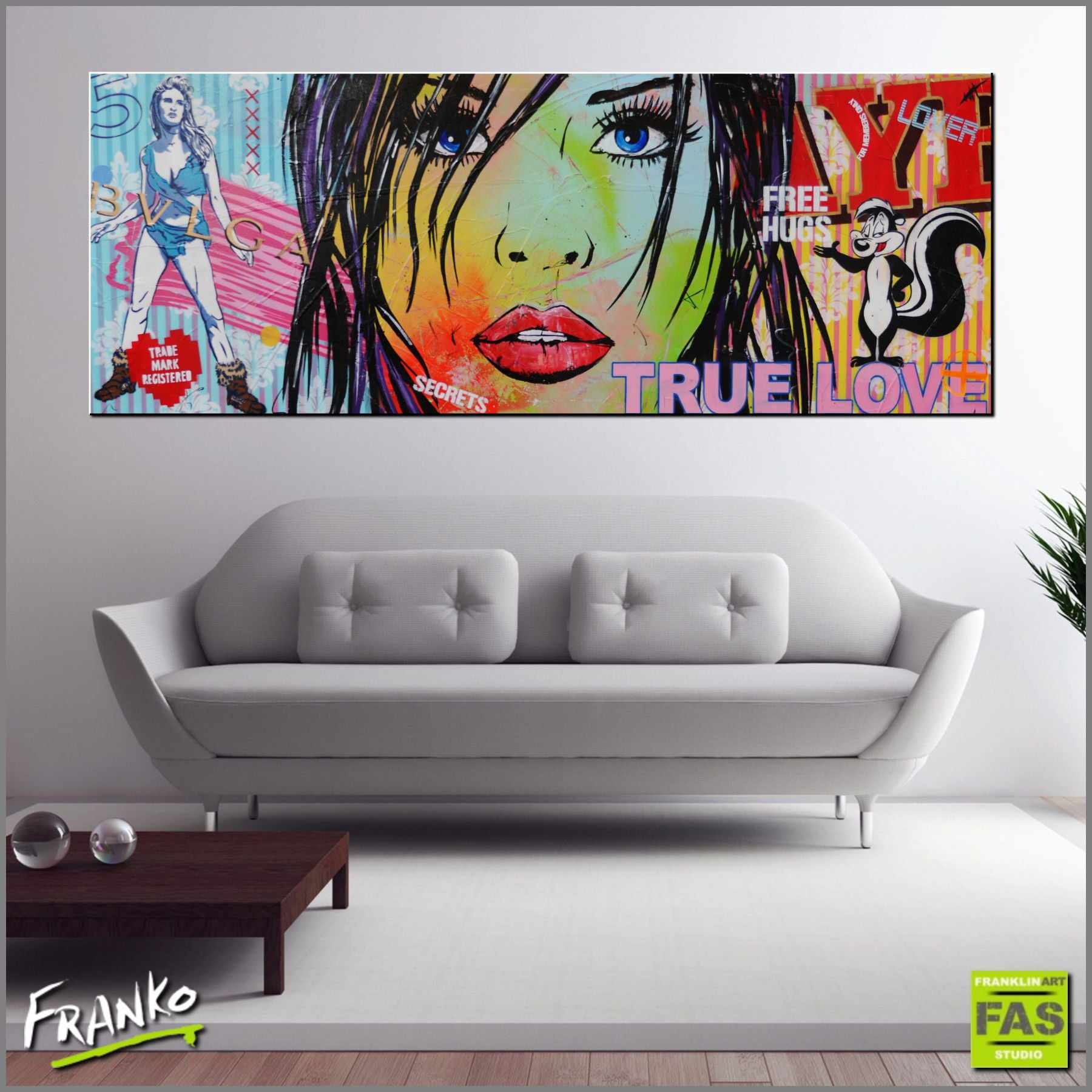 Echoes 160cm x 60cm Stunning Pop Art Painting of Beautiful Girl - Perfect for Modern Home Decor, Living Room Wall Art & Gift for Art Lovers