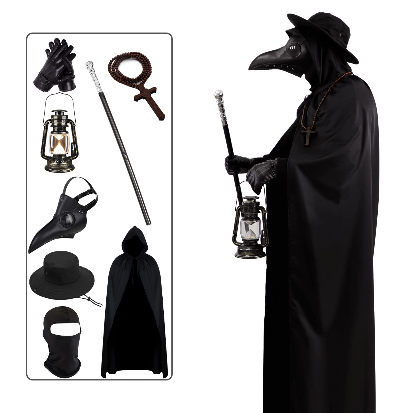 Scary Halloween Costumes for Men - Plague Doctor Outfit with Mask for Cosplay, Horror Parties & Halloween Events | Perfect Halloween Gift for Adults & Costume Enthusiasts