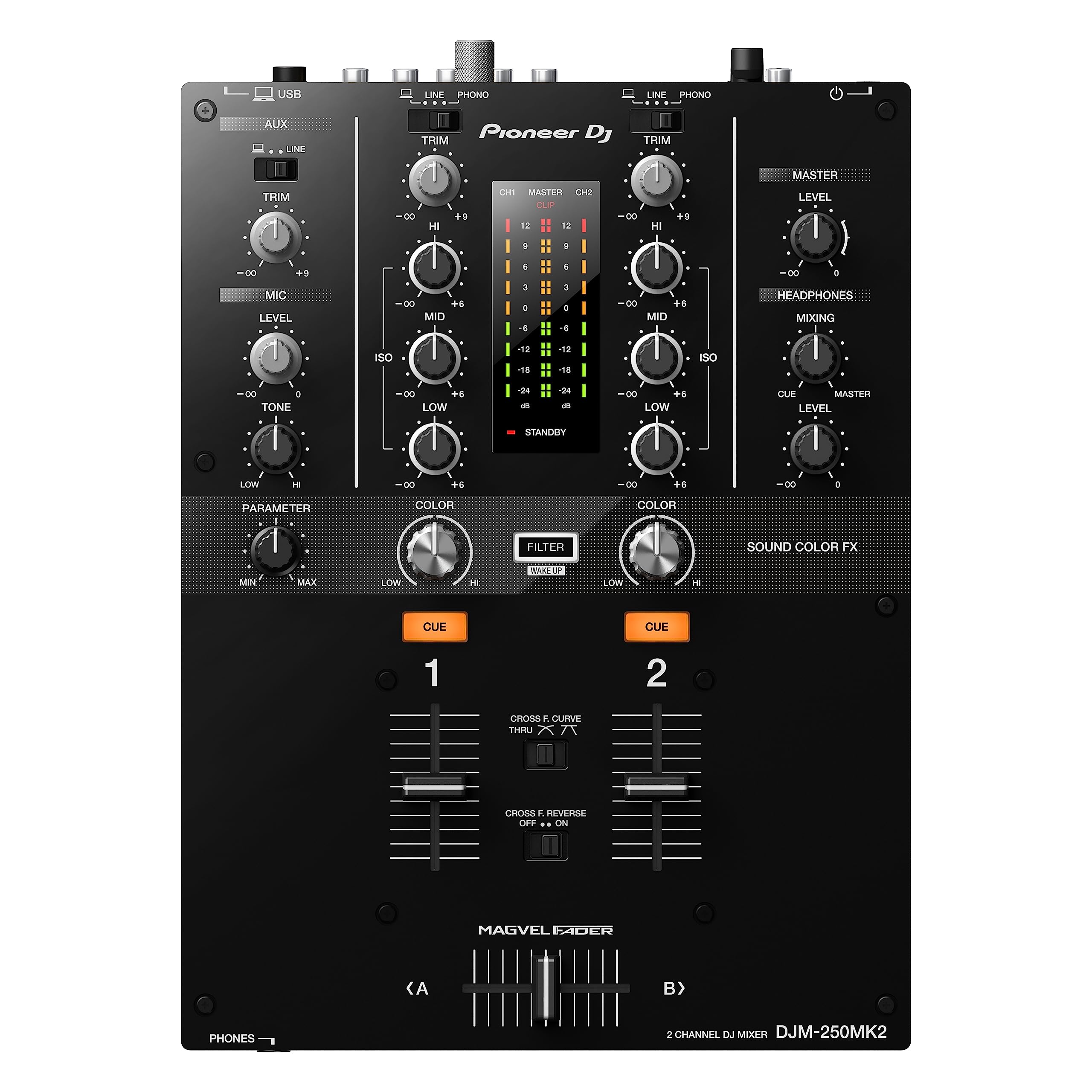 Pioneer DJ DJM-250MK2 Professional 2-Channel DJ Mixer for Clubs, Parties & Home DJing – High-Quality Audio Mixing & Performance