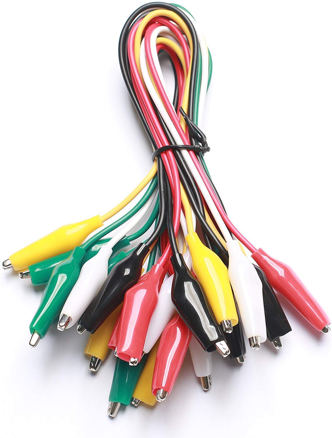 REES52 10pcs 50cm Double Ended Alligator Clips with Insulated Handles - Electrical Wire Testing Clamps for DIY Electronics, Circuit Repair, and Battery Connections