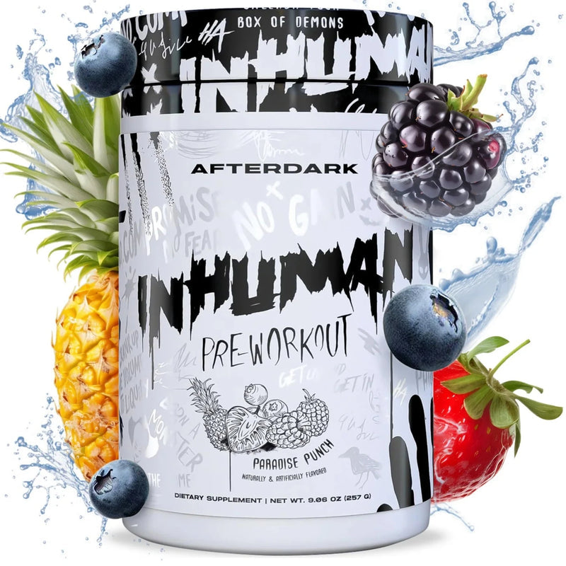 AfterDark InHuman Pre Workout Powder 257g - Energy Booster & Muscle Performance Supplement for Gym, Bodybuilding & Intense Workouts
