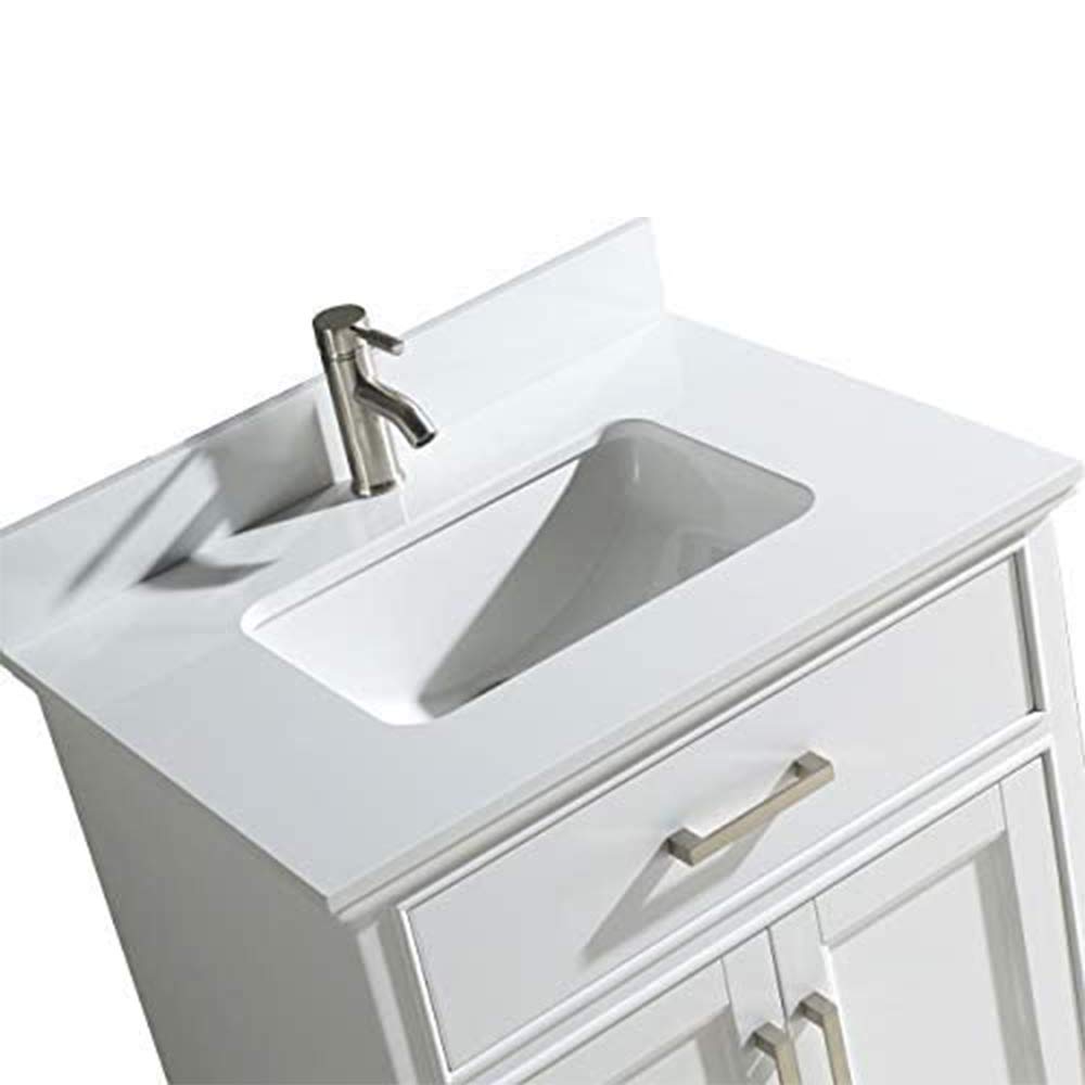 Vanity Art 30 Inch Modern Bathroom Vanity Set with Carrara Marble Top, Sink & Mirror - Soft Close Doors, Dovetailed Drawers, Brushed Nickel Handles (VA1030-W) | Perfect for Small Bathrooms, Powder Rooms & Master Bath Renovations