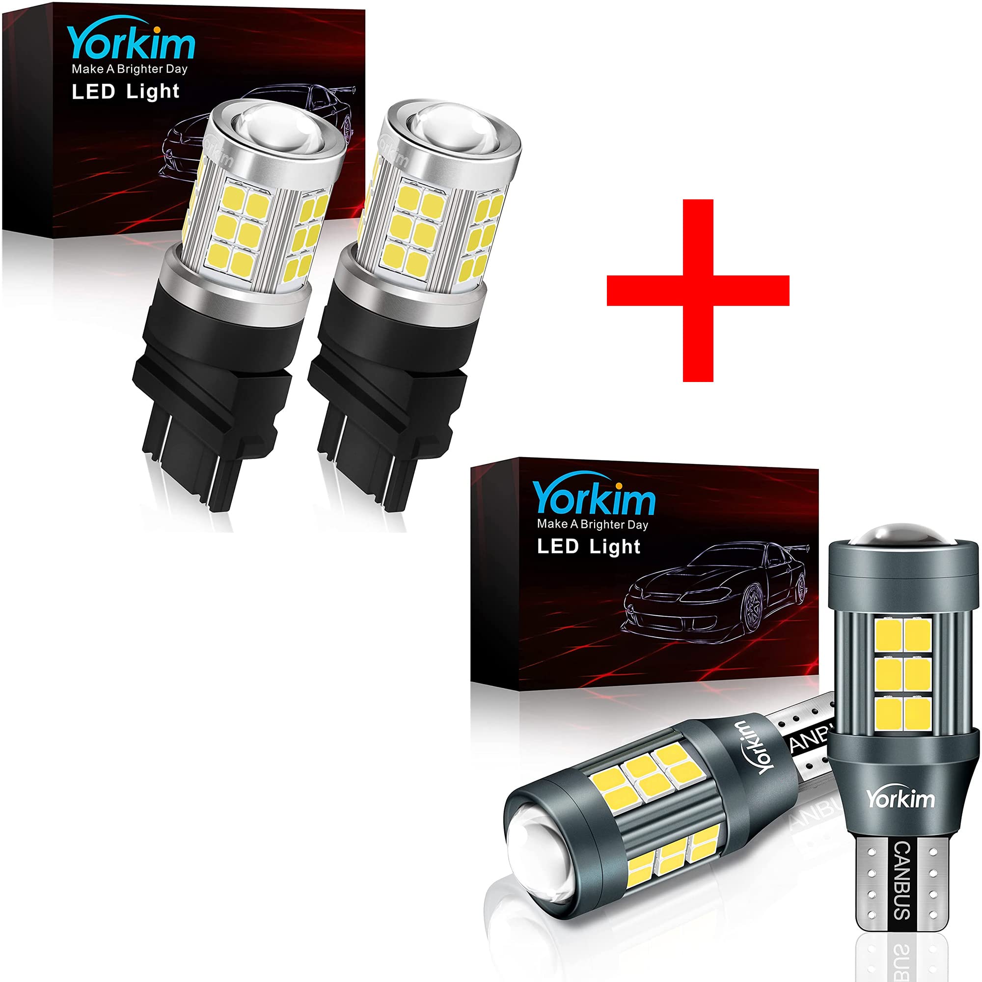 Yorkim 3157 LED Bulb & 921 LED Bulb - Replacement for 3156 LED Reverse, Blinker, Brake, Tail Lights & 912 Canbus, T15 LED Backup Lights - Perfect for Car, Truck, RV Reverse and Turn Signal Lighting