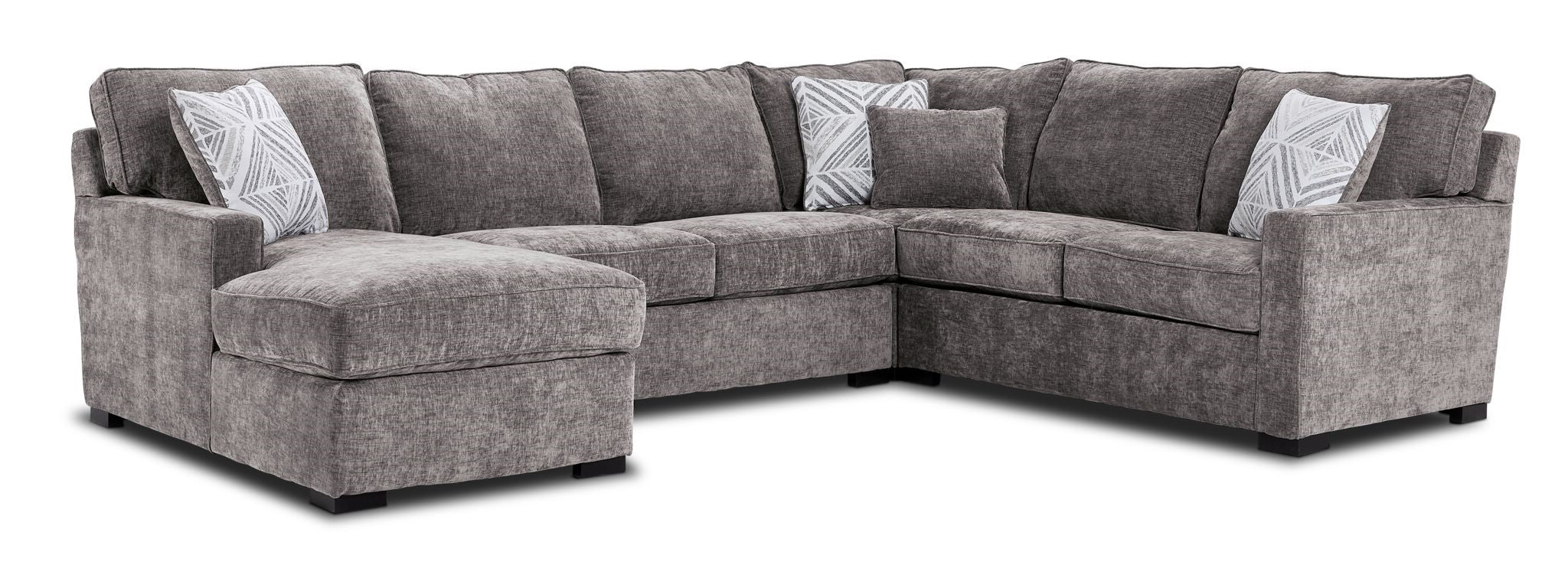 Charlotte 4-Piece Sectional Sofa with Left-Facing Chaise in Smoke Gray - Modern Living Room Furniture for Small Spaces & Apartments