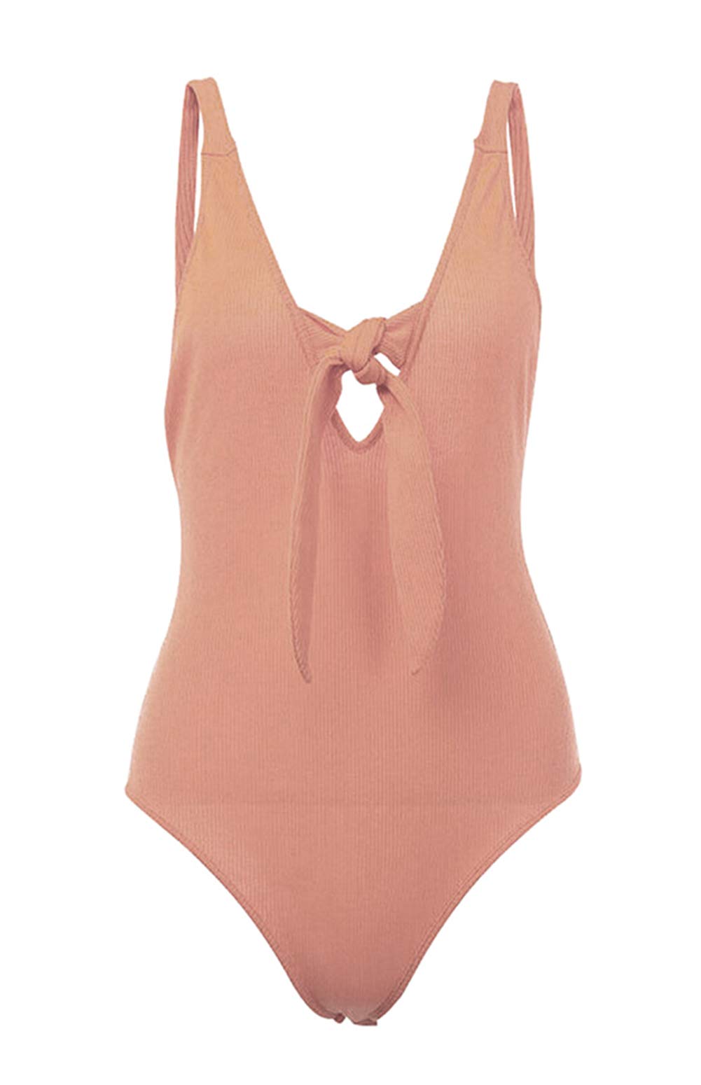 Women's V-Neck Ribbed Bodysuit - Tie-Up Tank Top Backless Leotard for Women | Sexy Clubwear, Date Night Outfit & Layering Essential