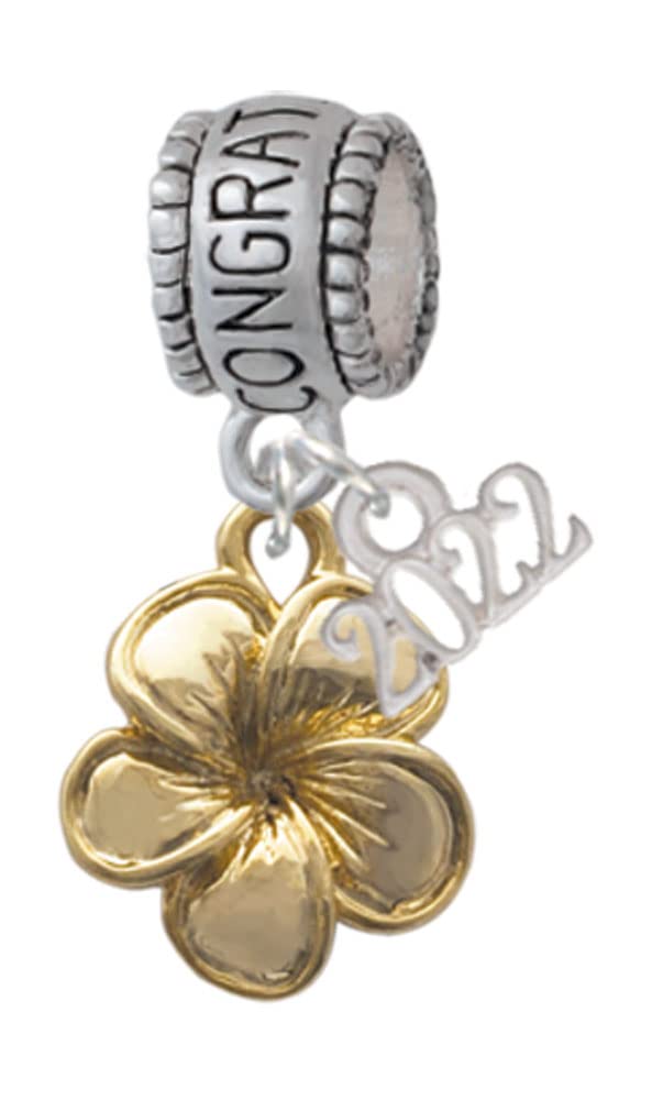 Goldtone Plumeria Flower Charm Bead - Elegant Jewelry Gift for Congratulations & Celebrations