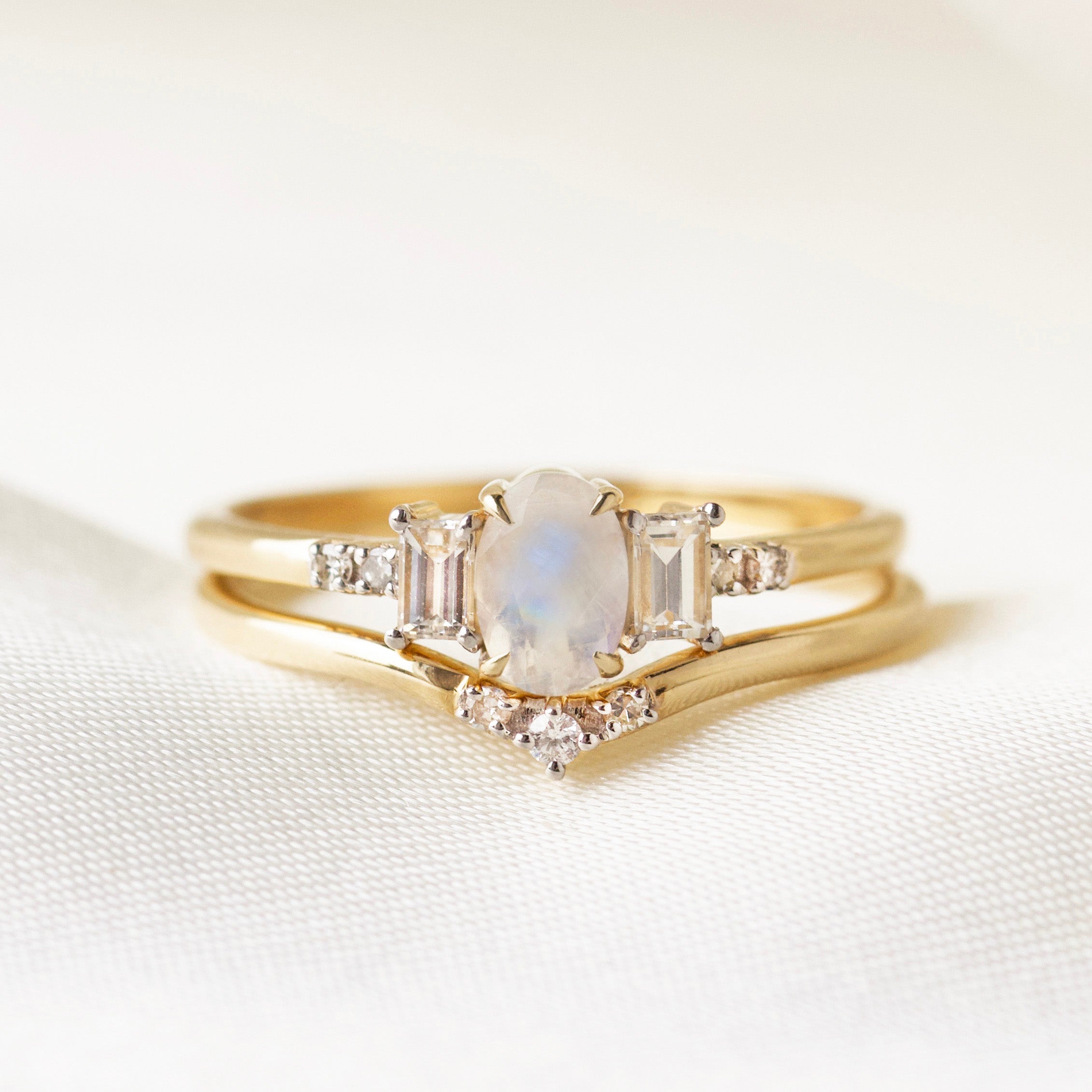 Estella Moonstone & Diamond Engagement Ring Set – Elegant Wedding & Promise Ring for Women – Perfect for Proposals, Anniversaries & Special Occasions
