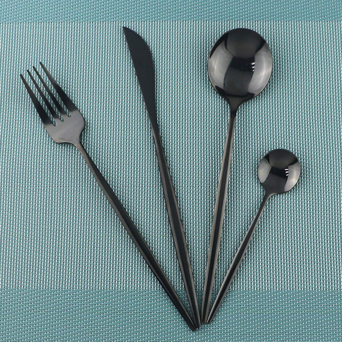 Gugrida 24-Piece Stainless Steel Flatware Set - 18/10 Mirror Polished Silverware Utensils with Forks, Spoons & Knives - Durable Cutlery Set for Restaurants, Home Kitchen & Dinner Parties (6-Pack, Black) - Perfect for Family Gatherings, Daily Meals & Formal Dining