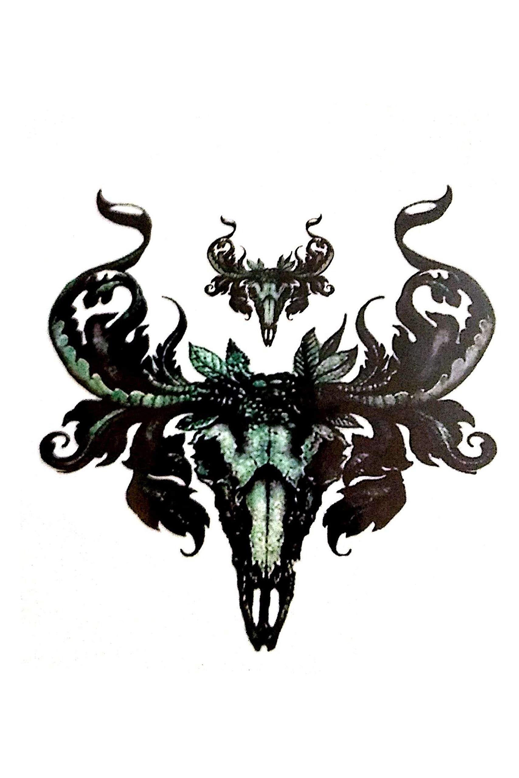 Waterproof Temporary Tattoo Stickers for Men & Women - 3D Realistic Flowers, Butterflies, Stars, Angels, Wolves & Armband Designs (21x15cm) | Perfect for Parties, Halloween, Cosplay & Body Art | HB-052