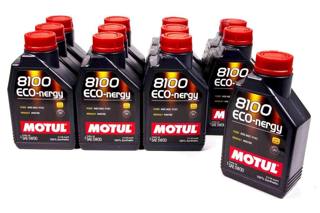 Motul 102782-12 8100 Eco-Nergy 5W-30 Synthetic Engine Oil - Case of 12 Quarts | Fuel Efficient Motor Oil for Cars, Trucks & SUVs | Ideal for Daily Commuting & Highway Driving