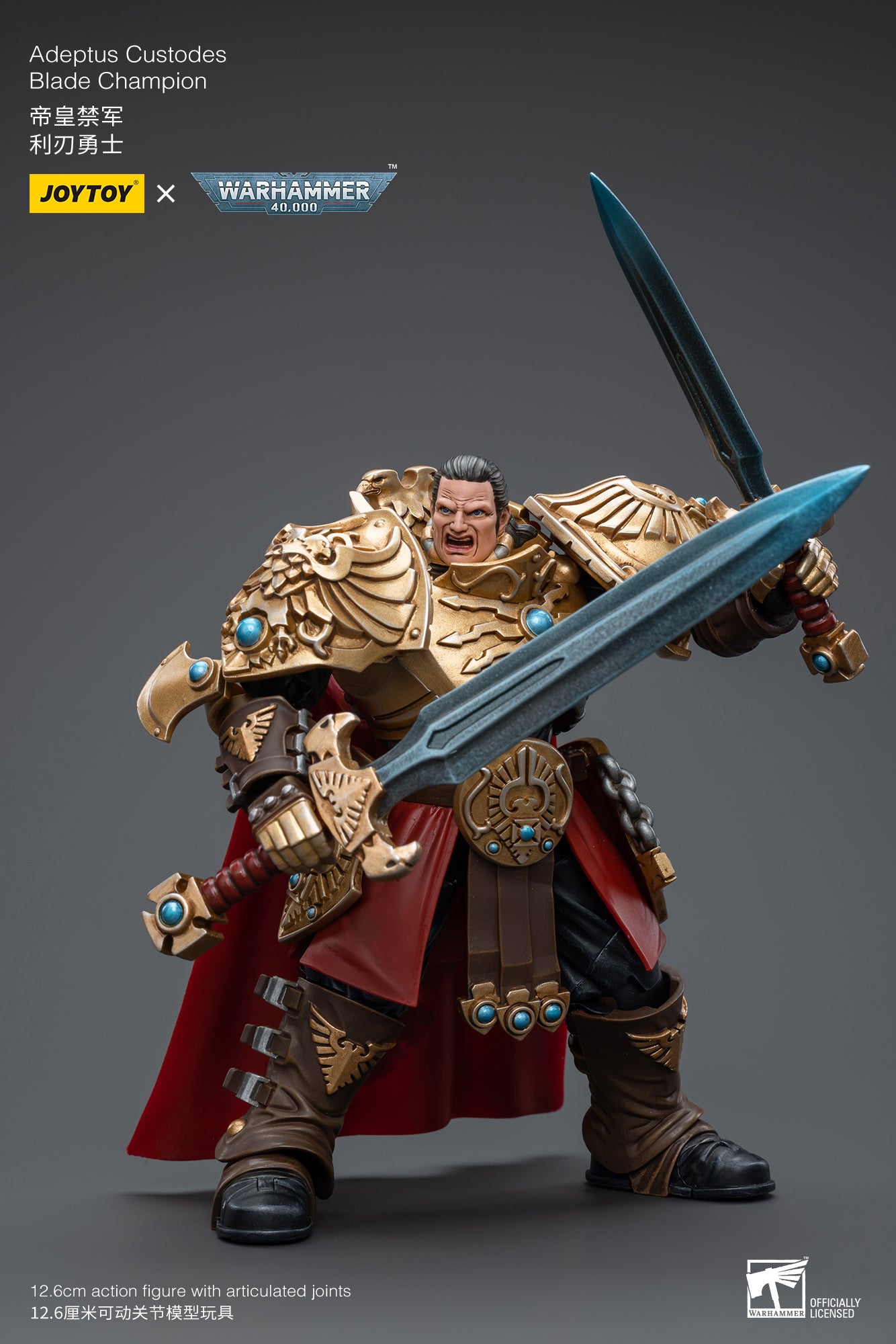 1/18 JOYTOY Warhammer 40K Adeptus Custodes Blade Champion Action Figure - Collectible Miniature for Tabletop Gaming & Display