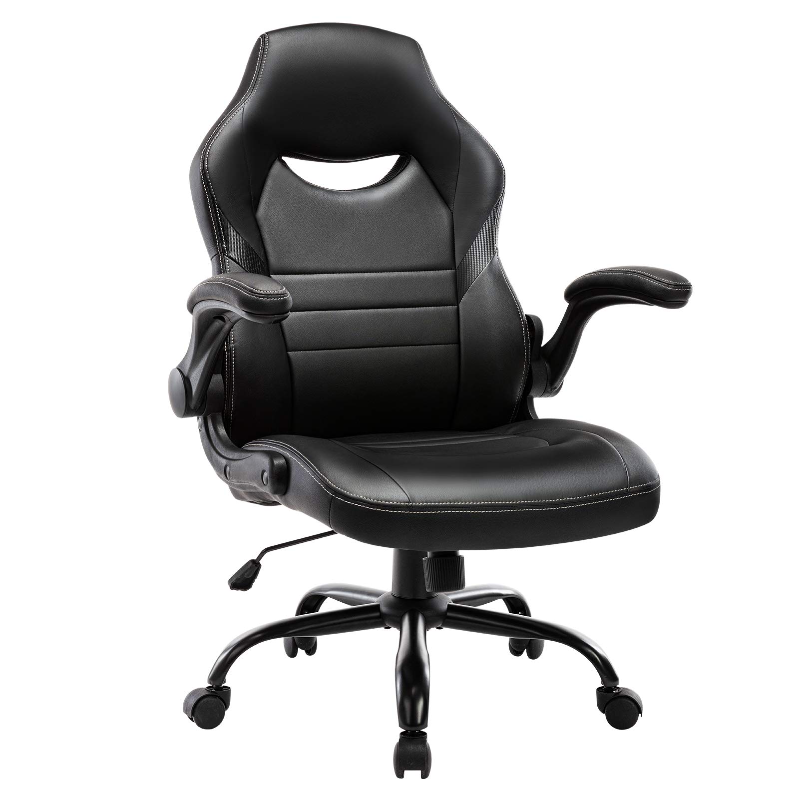 Ergonomic Flip-Up Arms Office Gaming Chair - Adjustable Swivel Computer Racing Game Chair for Desk, Task, and Work - Perfect for Office, Living Room, Bedroom (Black) - Ideal for Long Hours of Gaming, Working, and Relaxing