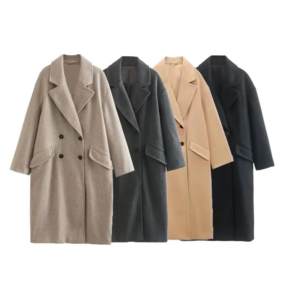 Stylish Unisex Double Breasted Wool Blend Windbreaker Coat for Women & Men | Perfect for Autumn & Winter Outdoor Activities