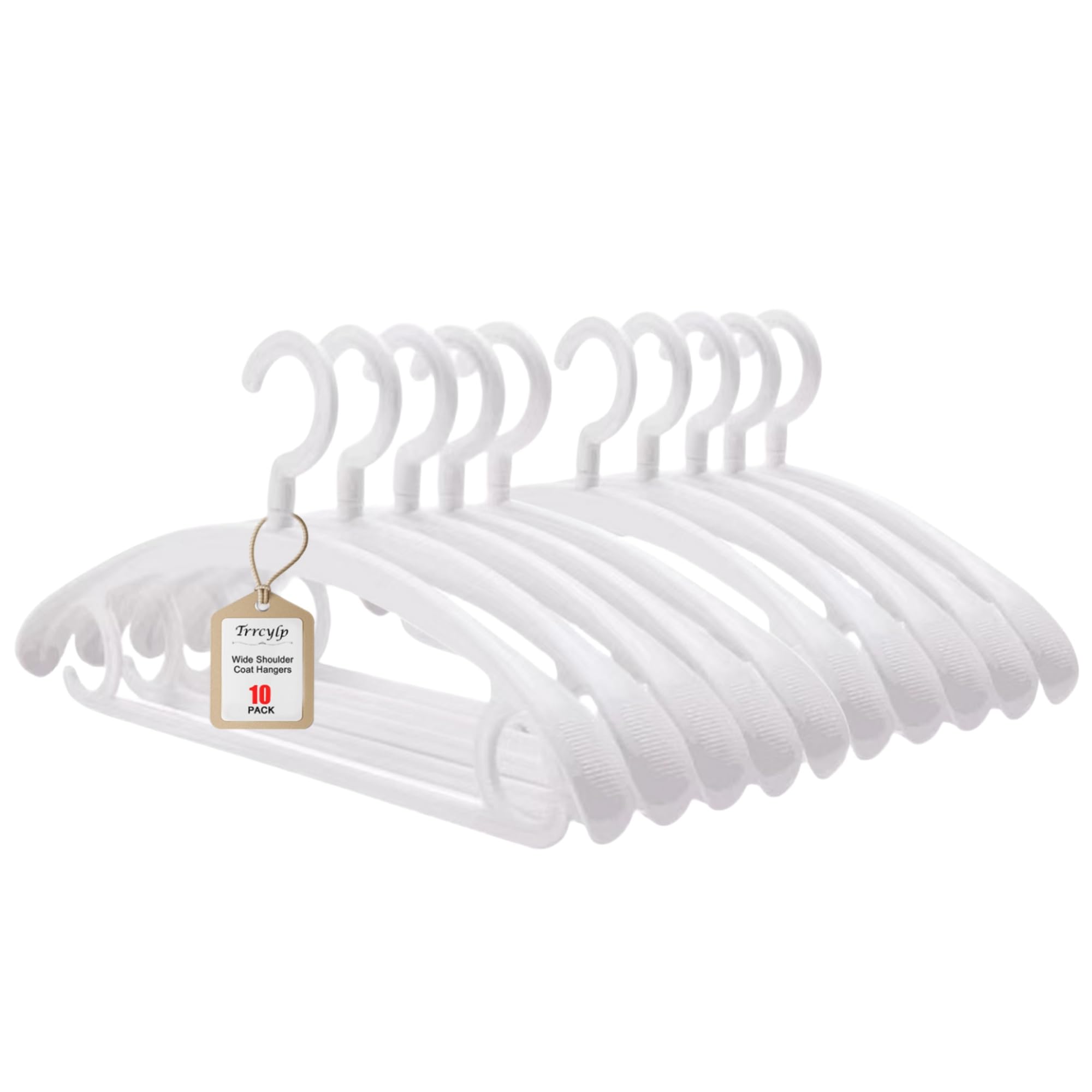 10 Pack Heavy Duty Plastic Hangers - 25lb Capacity Swivel Suit & Coat Hangers with Wide Shoulder - Thick Durable Closet Organizers for Jackets, Dresses & Coats (White) - Perfect for Home, Office & Retail Stores