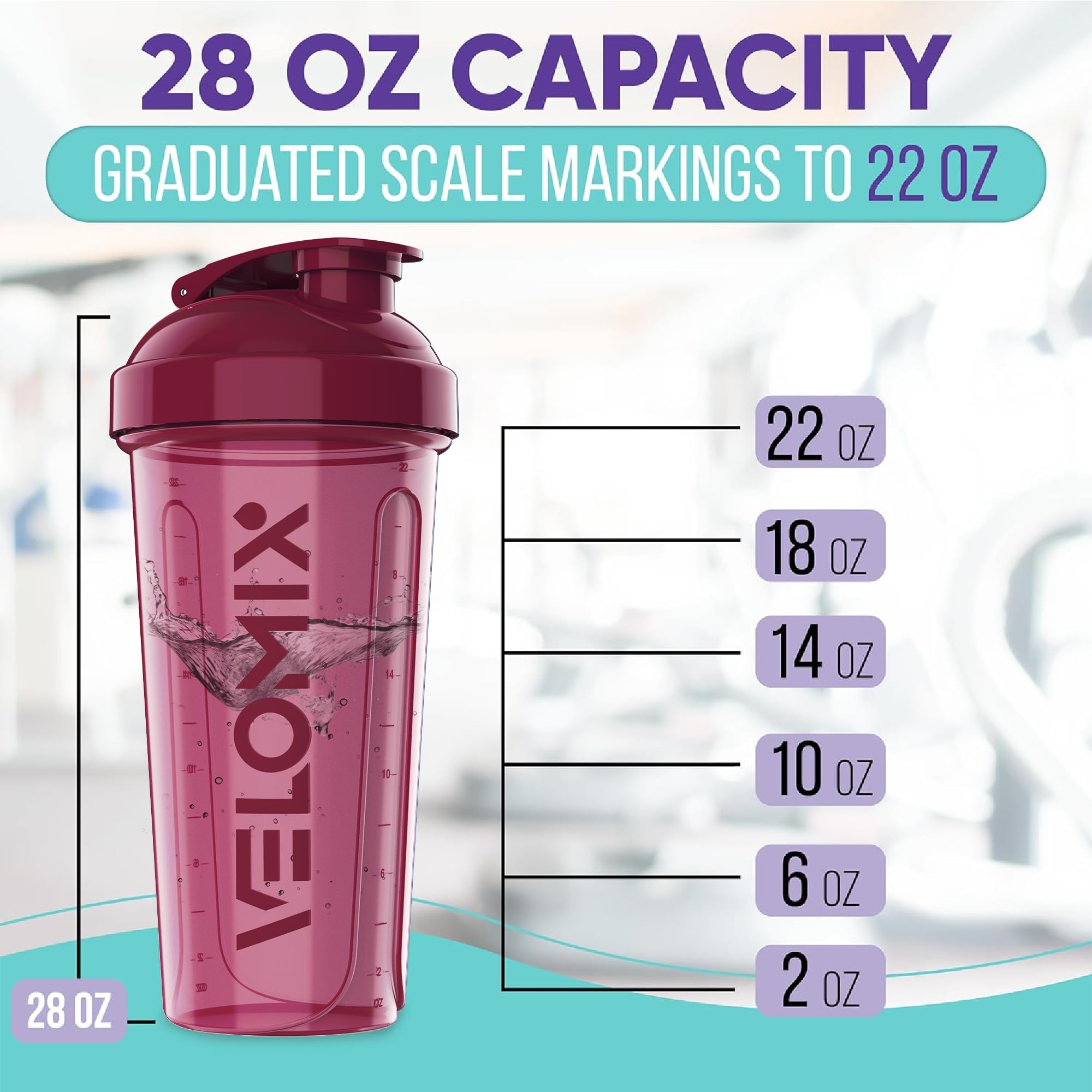 4-Pack 28oz Protein Shaker Bottles with Wire Whisk - Leakproof Gym Water Bottles for Protein Powder & Pre-Workout - Perfect for Bodybuilding, Fitness & Post-Workout Recovery (Burgundy Frost)