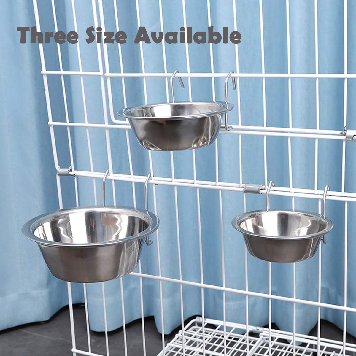 2Pcs Stainless Steel Pet Bowls - Dog & Cat Food & Water Feeder with Crate Suspension - Easy to Clean, Durable & Non-Slip (Small Size) - Perfect for Crate Training, Travel & Daily Feeding