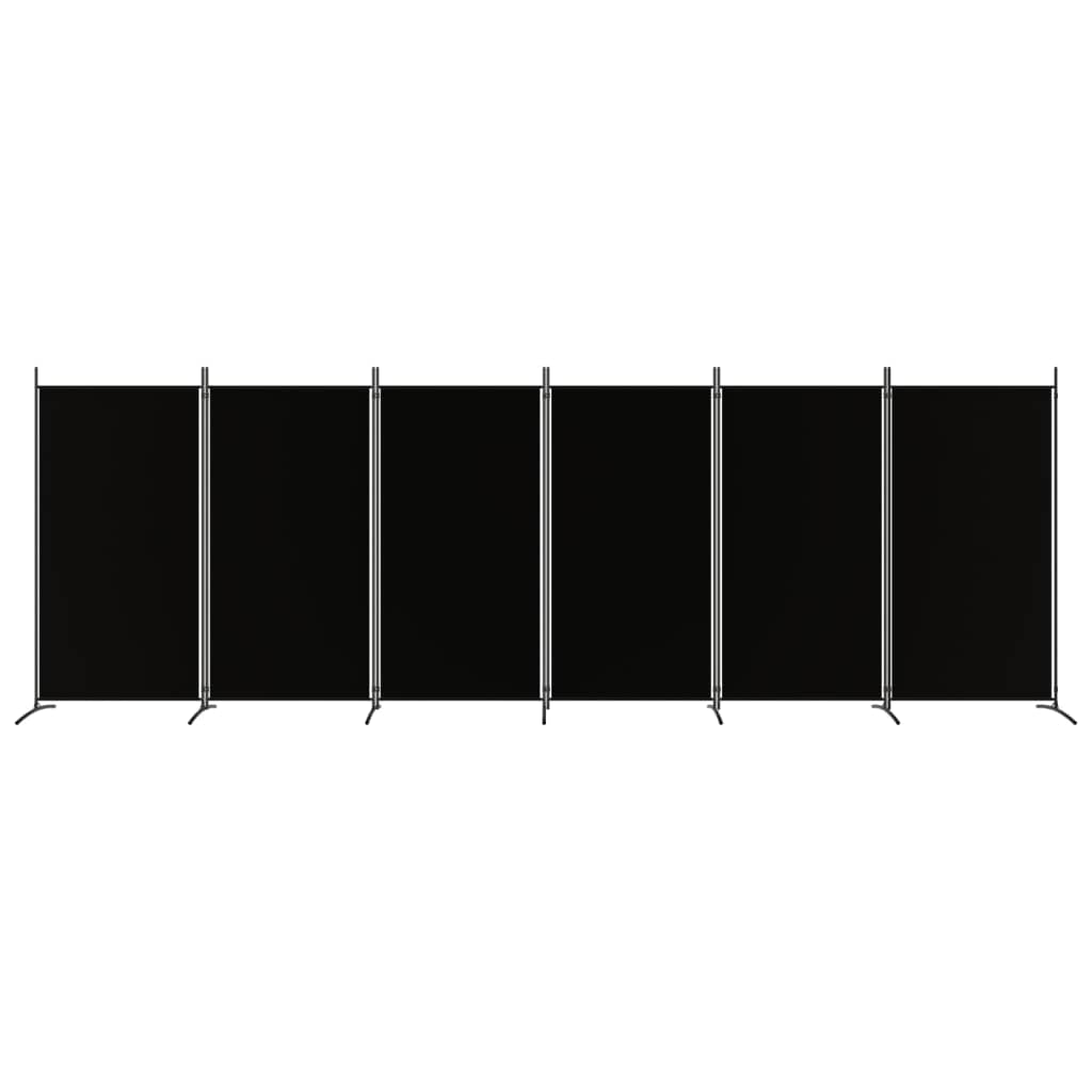BaraSh 6-Panel Black Fabric Room Divider Screen - 204.7