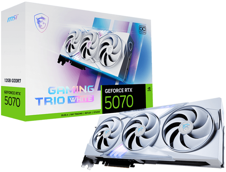 MSI GeForce RTX 5070 12GB GDDR6 Gaming Graphics Card - White Edition with TRIO Fan & OC Boost | Perfect for 4K Gaming, VR, Streaming & Content Creation
