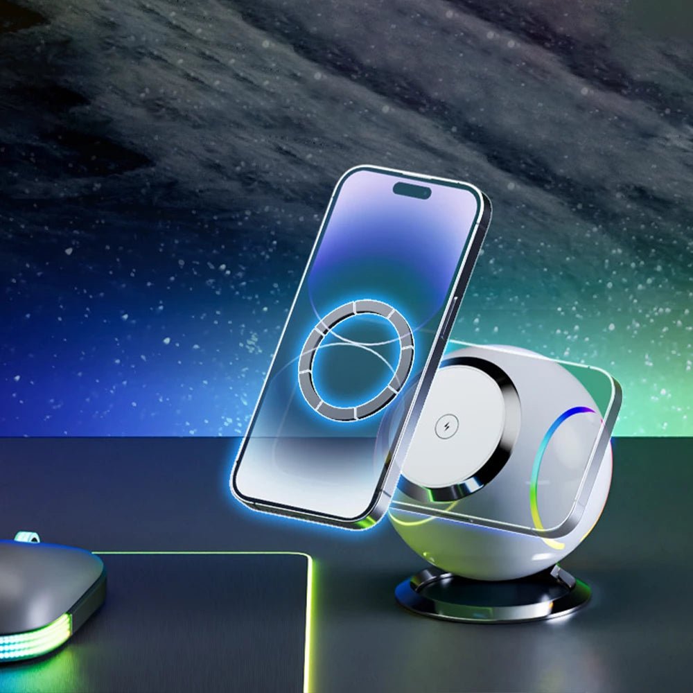 OrbitSync 3-in-1 Magnetic Wireless Charging Station for iPhone, AirPods & Apple Watch - Fast Charging Stand for Home, Office & Nightstand