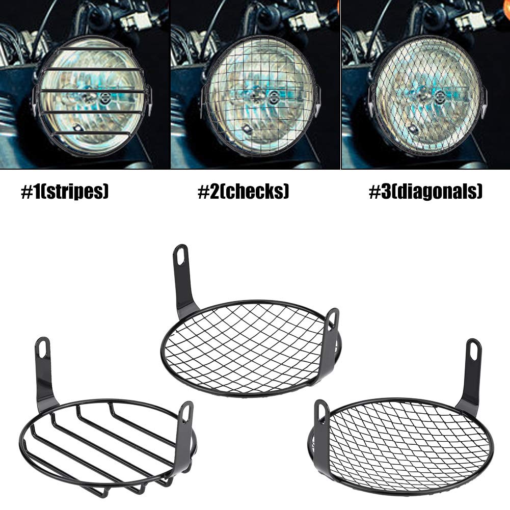 ANGGREK 6.5 Inch Round Motorcycle Headlight Cover - Side Mount Grill Mask Replacement for Cruiser Chopper & Cafe Racer Bikes | Durable Protection for Night Riding & Urban Commuting