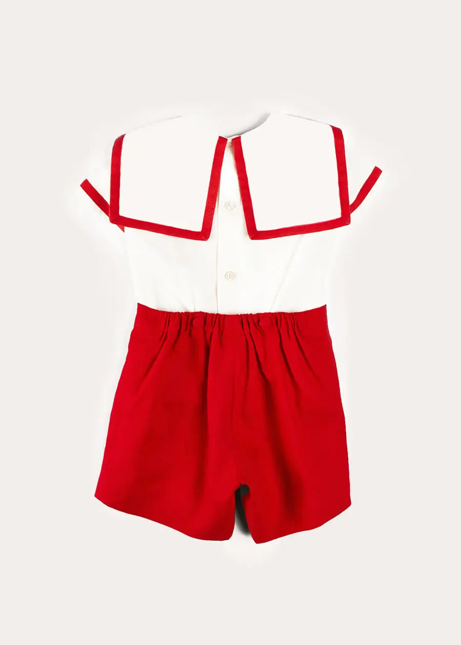 Mariner Collar Short Sleeve Two-Piece Outfit for Boys & Girls (12 Months-6 Years) | Nautical Style Summer Clothes | Perfect for Beach Vacations, Family Photos & Casual Playdates
