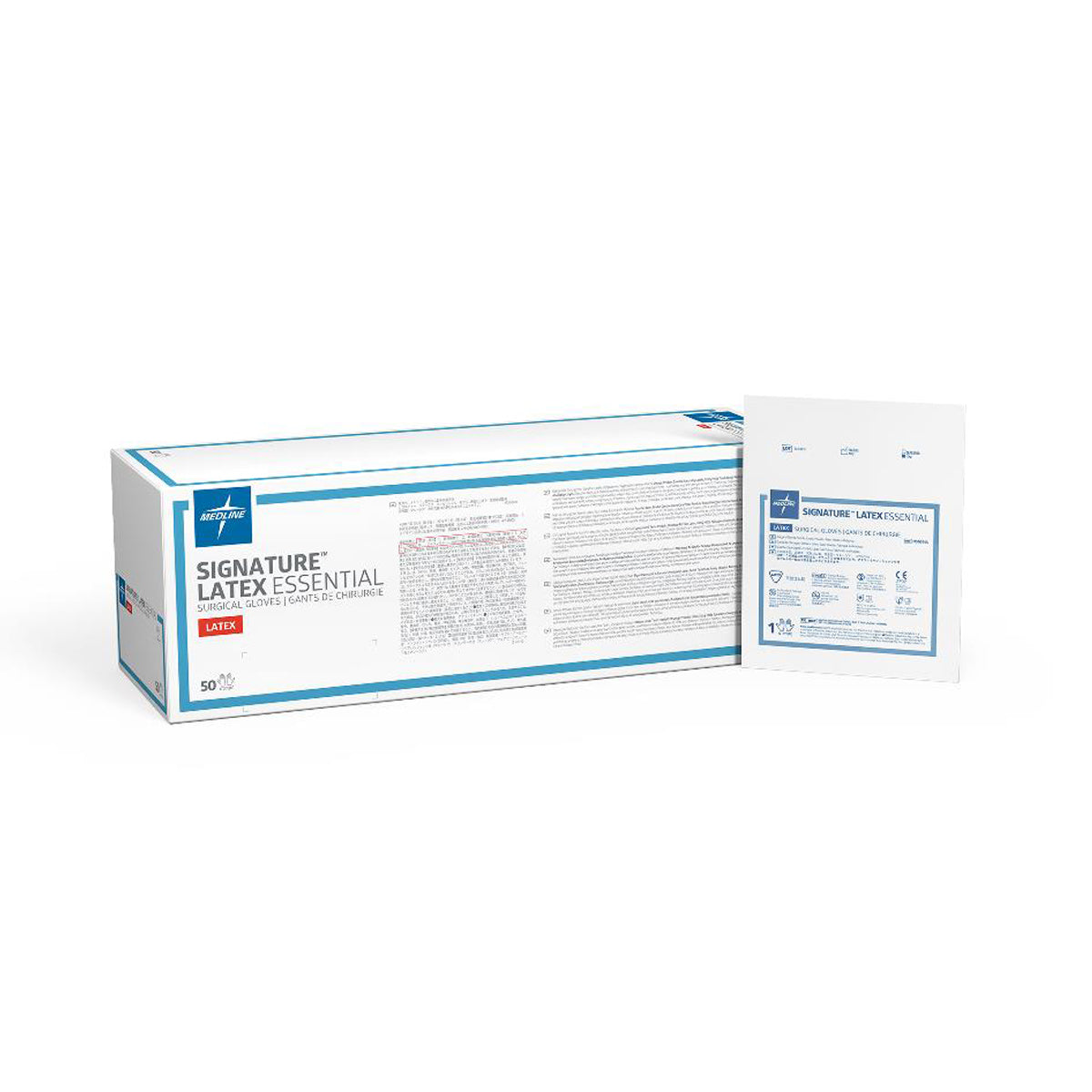 Medline Signature Latex Essential Surgical Gloves - Powder-Free, Disposable, Latex Exam Gloves for Medical, Dental, Tattoo & Tattoo Artists - Ideal for Healthcare Professionals, First Aid & Hygiene Protection