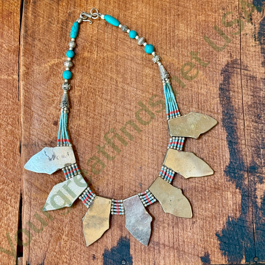 Handmade Tibetan Alpaca Silver Necklace with Turquoise & Coral Beads - Boho Chic Jewelry for Women, Perfect for Festivals, Weddings & Everyday Wear
