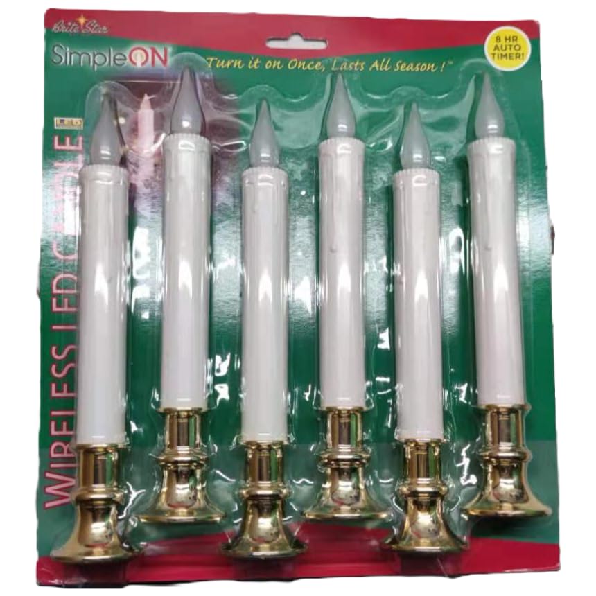 Brite Star 9-inch Battery Operated LED Candles - 6 Pack Flameless Flickering Candles with Timer - White Decorative Candles for Home, Wedding, Party & Holiday Decorations