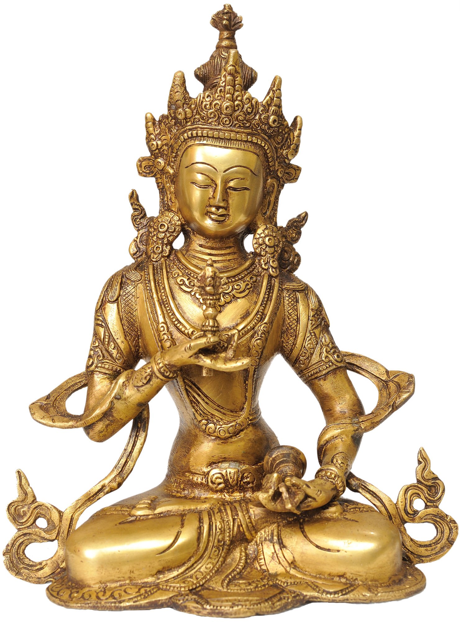 Vajrasattva Brass Statue - Holder of Thunderbolt and Bell - Tibetan Buddhist Deity Sculpture for Meditation & Altar Decoration