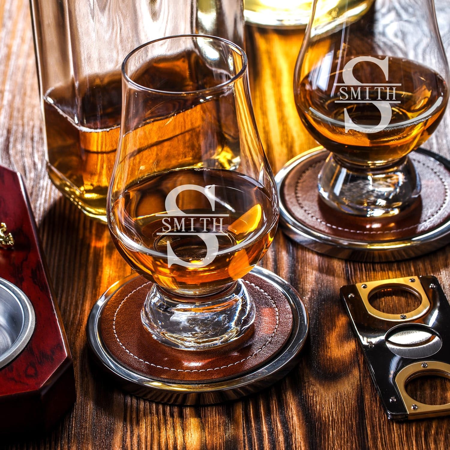 Personalized Engraved Whiskey Stone Set with 6 Glencairn Tasting Glasses - Ideal Gift for Whiskey Lovers, Bourbon Enthusiasts & Home Bars - Perfect for Chilling Whiskey Without Dilution, Dinner Parties & Special Occasions