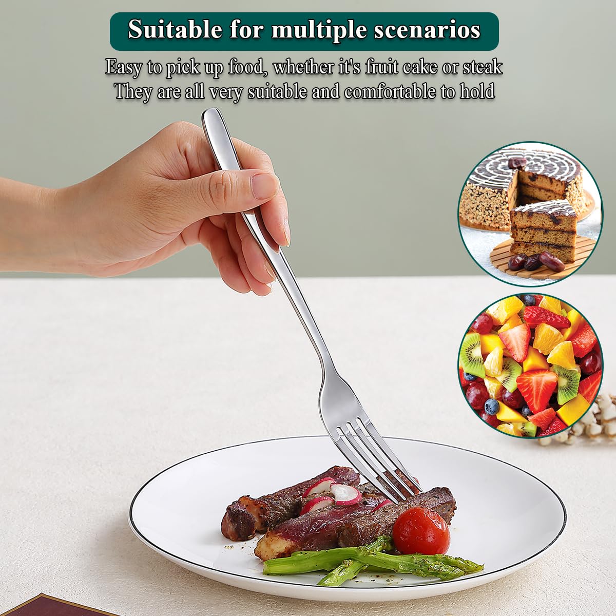 Kyraton 12-Piece Stainless Steel Dinner Forks Set - 8.15
