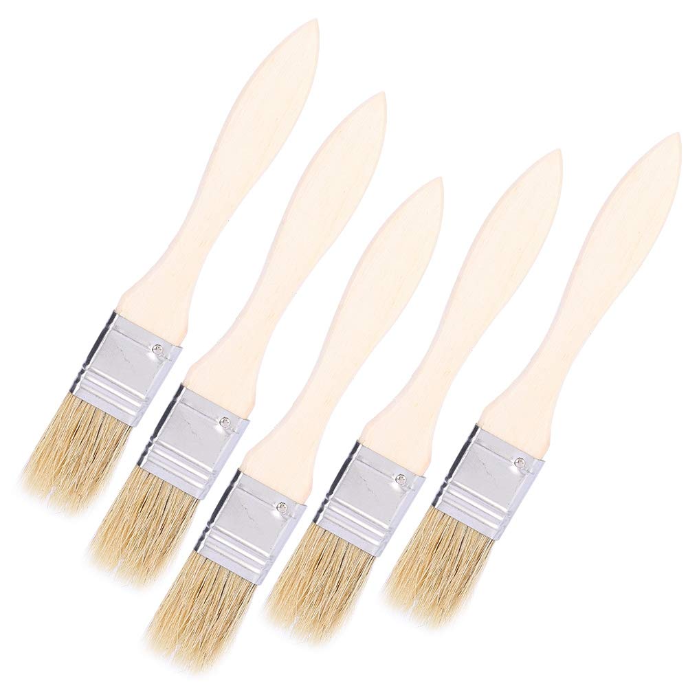 5-Piece Premium Pastry Brushes Set - Natural Boar Bristle & Wood Handle Basting Brushes for BBQ, Grilling, Baking - Ideal for Basting Meats, Glazing Pastries, and Applying Sauces in Professional & Home Kitchens