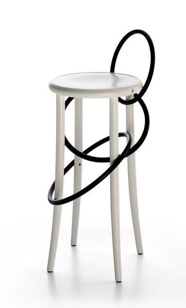 GTV Cirque Two Tone Bentwood Stool - Modern Accent Stool for Living Room, Bedroom & Entryway - Handcrafted Wooden Bar Stool with Elegant Design