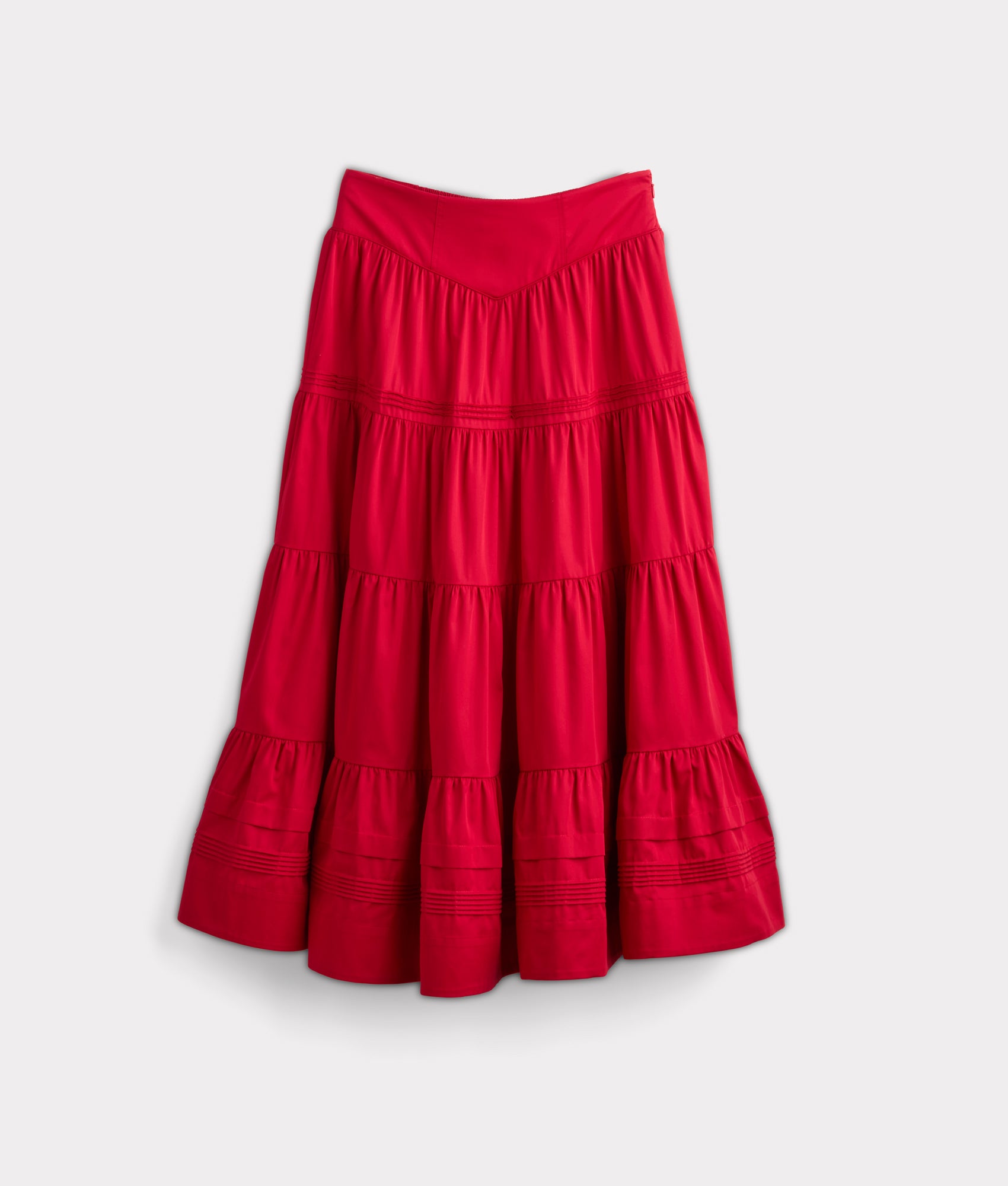 Dakota Tiered Skirt for Women - Flowy Red Midi Skirt with Elastic Waist | Perfect for Casual Outfits, Summer Dresses & Boho Style Fashion