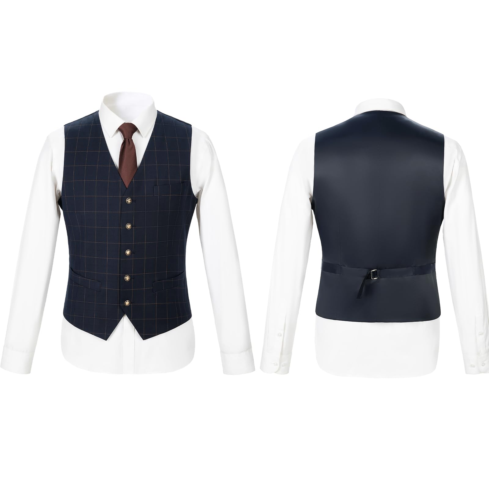 Men's Slim Fit 3 Piece Suit Set - Double Breasted Plaid Blazer, Vest & Pants for Wedding, Party & Business | Formal Tuxedo Outfit for Groom, Prom & Special Occasions