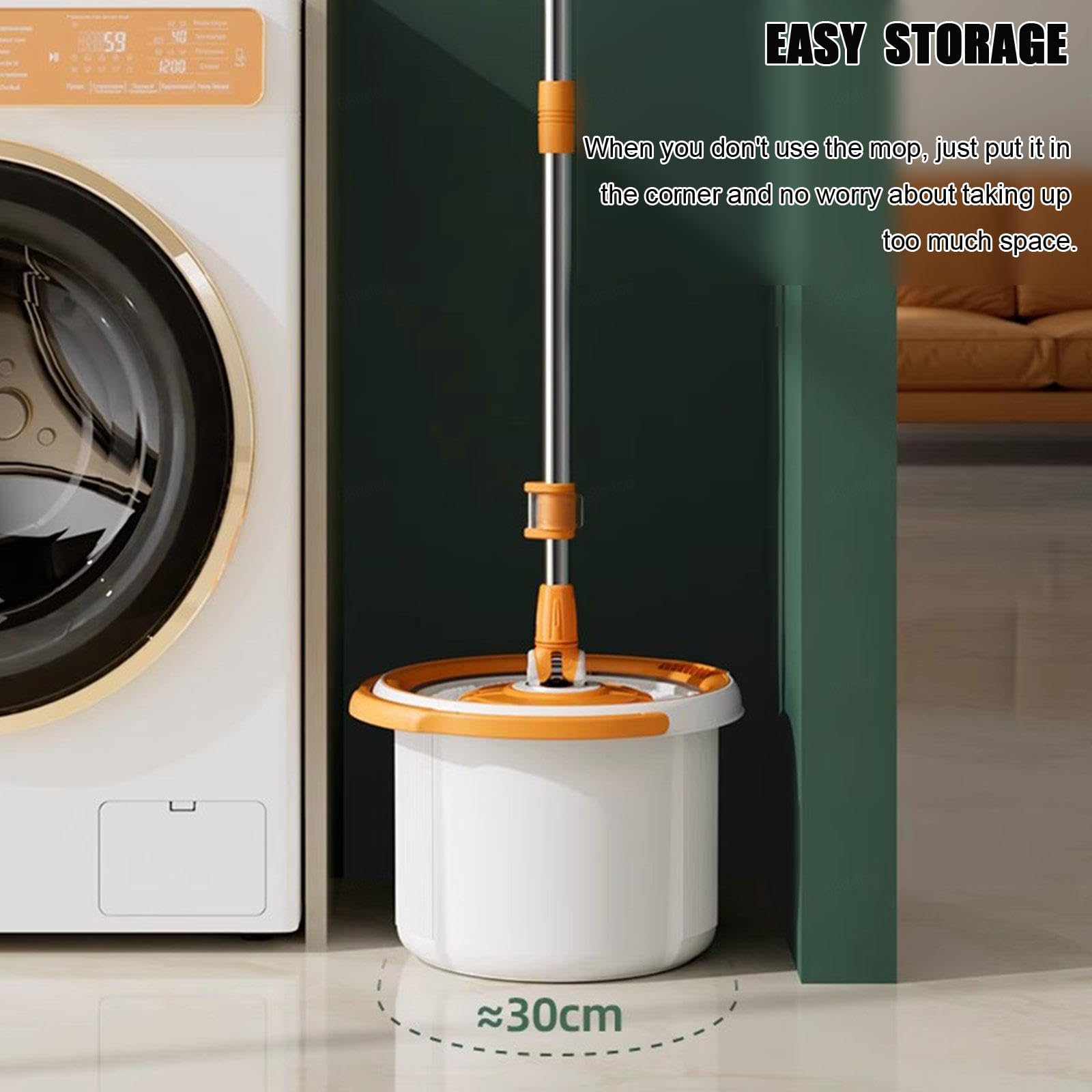 Spin Mop and Bucket Set with 5 Refill Pads | Self-Cleaning Wet/Dry Floor Mop with Wringer | Hands-Free Cleaning for Hardwood, Tile & Laminate Floors | Ideal for Kitchen, Bathroom & Home Cleaning