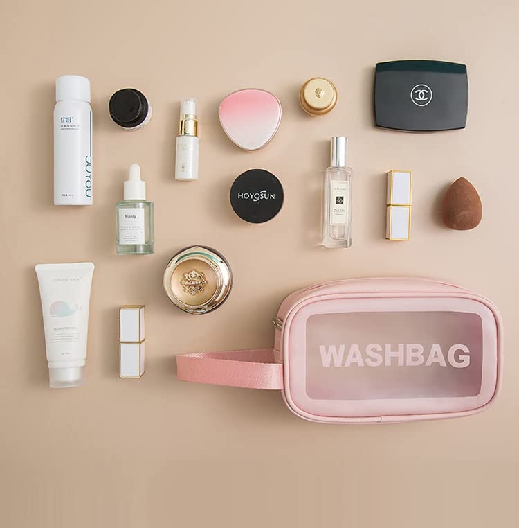 HIMART 3-Piece Pink Makeup Pouch Set for Women - Travel & Home Organizer