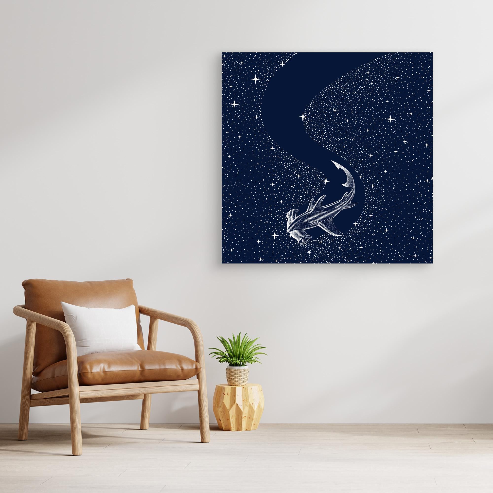 Starry Hammerhead Canvas Print by Alirıza Çakir - Stunning Wall Art for Living Room, Bedroom & Office Decor