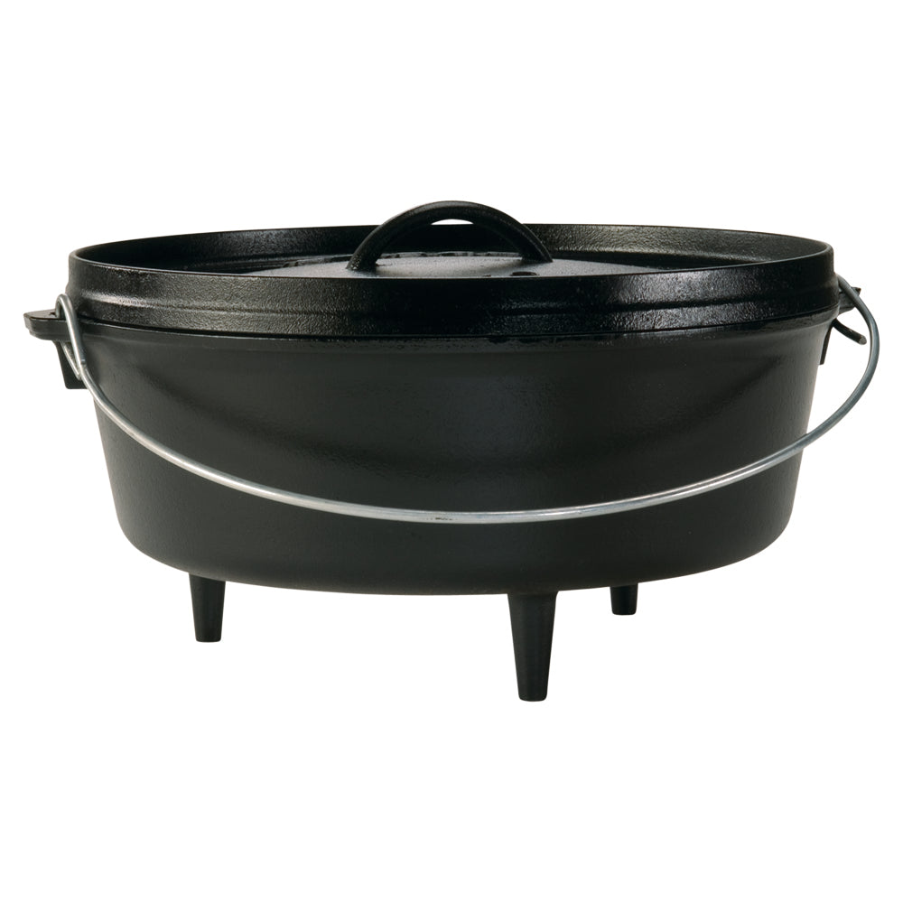 Cast Iron Camp Dutch Oven 5.6L (30cm) - Heavy Duty Outdoor Cooking Pot for Camping, Backpacking & Dutch Oven Recipes - Perfect for Stews, Bread & Open Fire Cooking