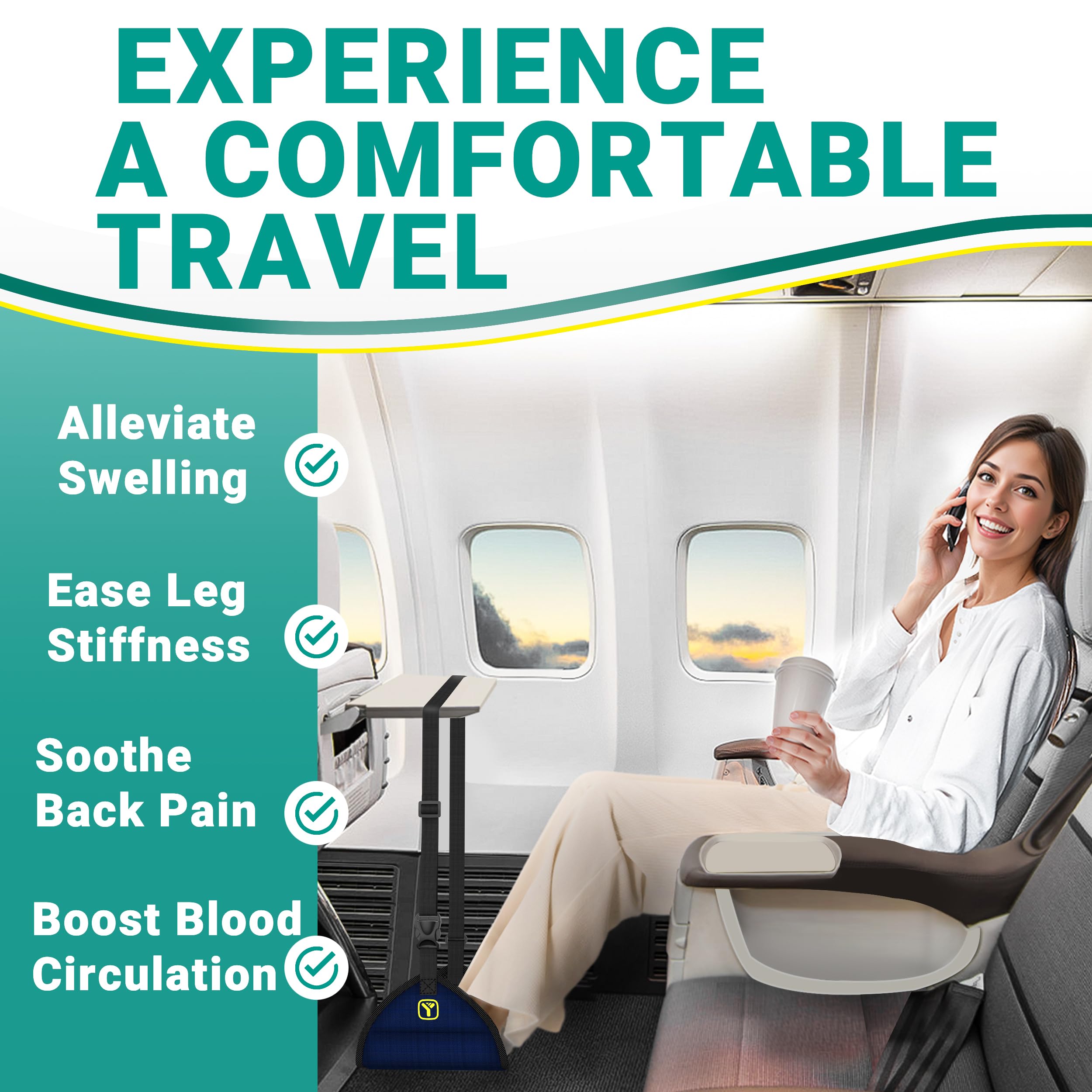 Airplane Foot Hammock - Comfortable Travel Foot Rest for Flights | Portable Foot Support for Long Plane Rides | Perfect for Economy Class & Road Trips