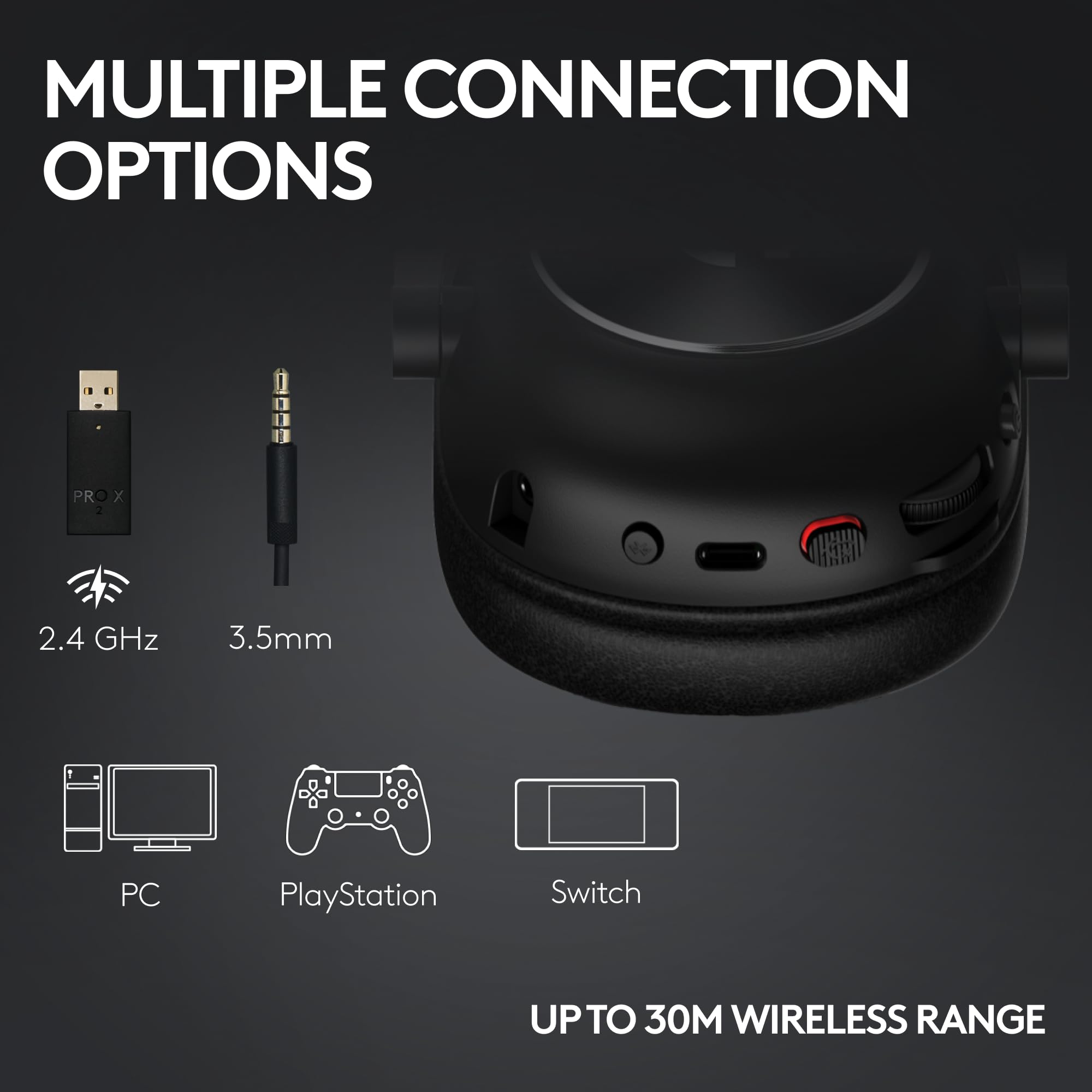 Logitech G PRO X 2 Lightspeed Wireless Gaming Headset with Detachable Boom Mic - 50mm Graphene Drivers, DTS:X 2.0 7.1 Surround Sound - Bluetooth/USB/3.5mm Compatible for PC, PS5, PS4, Nintendo Switch (White) - Perfect for Competitive Gaming & Streaming