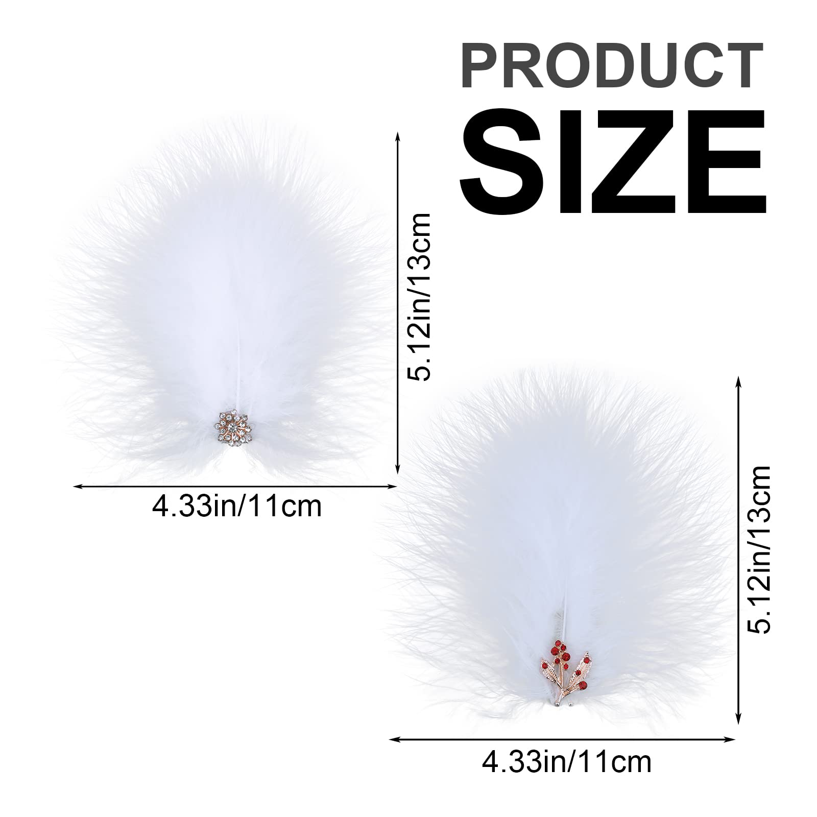 MWOOT 4Pcs White Feather Fascinators Hair Clips - Handmade Rhinestone Hair Accessories for Women & Girls | Wedding, Prom, Party, Cosplay Hairpins & Barrettes