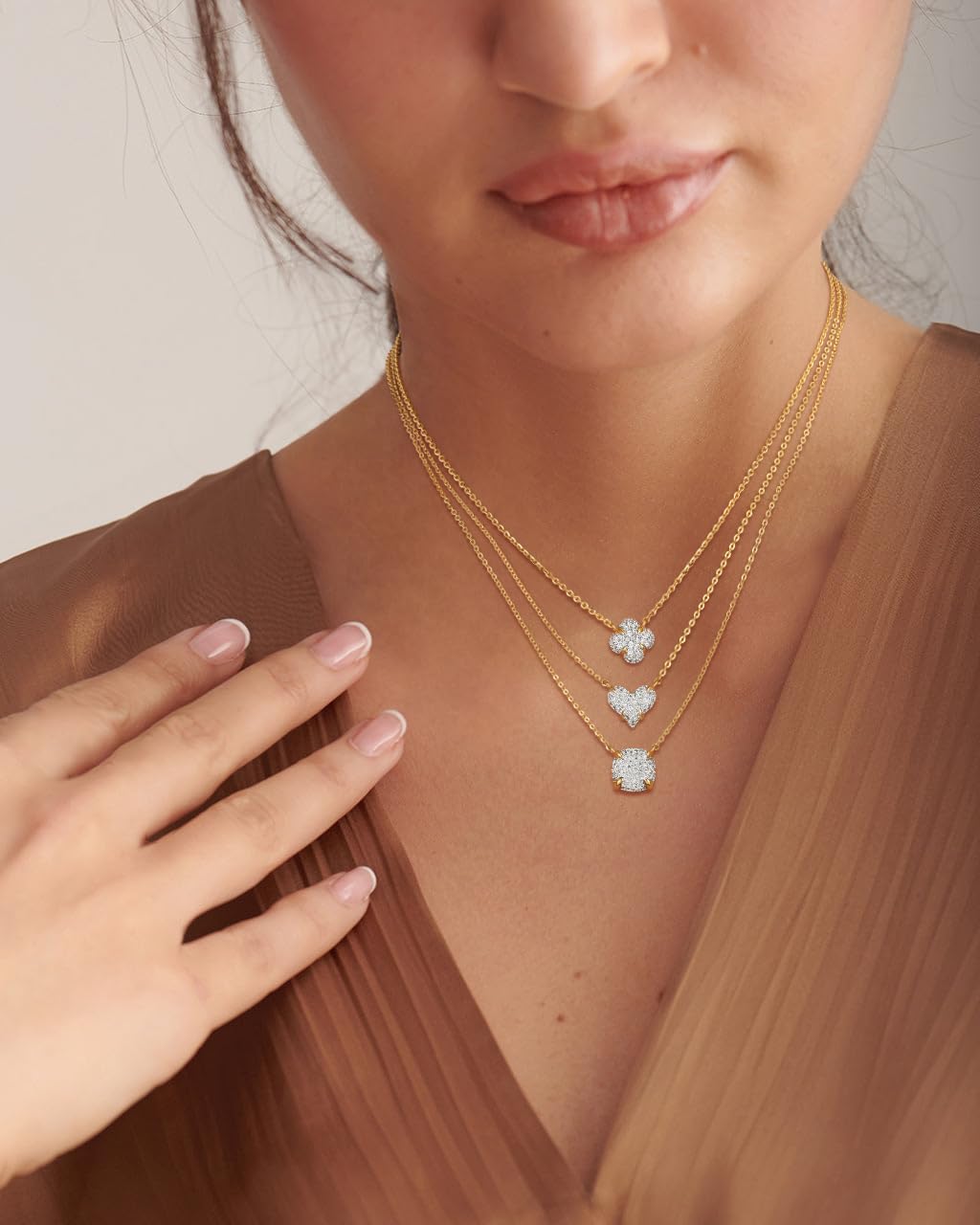 14K Gold Plated Cubic Zirconia Pendant Necklace for Women - Dainty Solitaire Rhinestone Chain Jewelry - Perfect for Date Night, Wedding & Everyday Elegance
