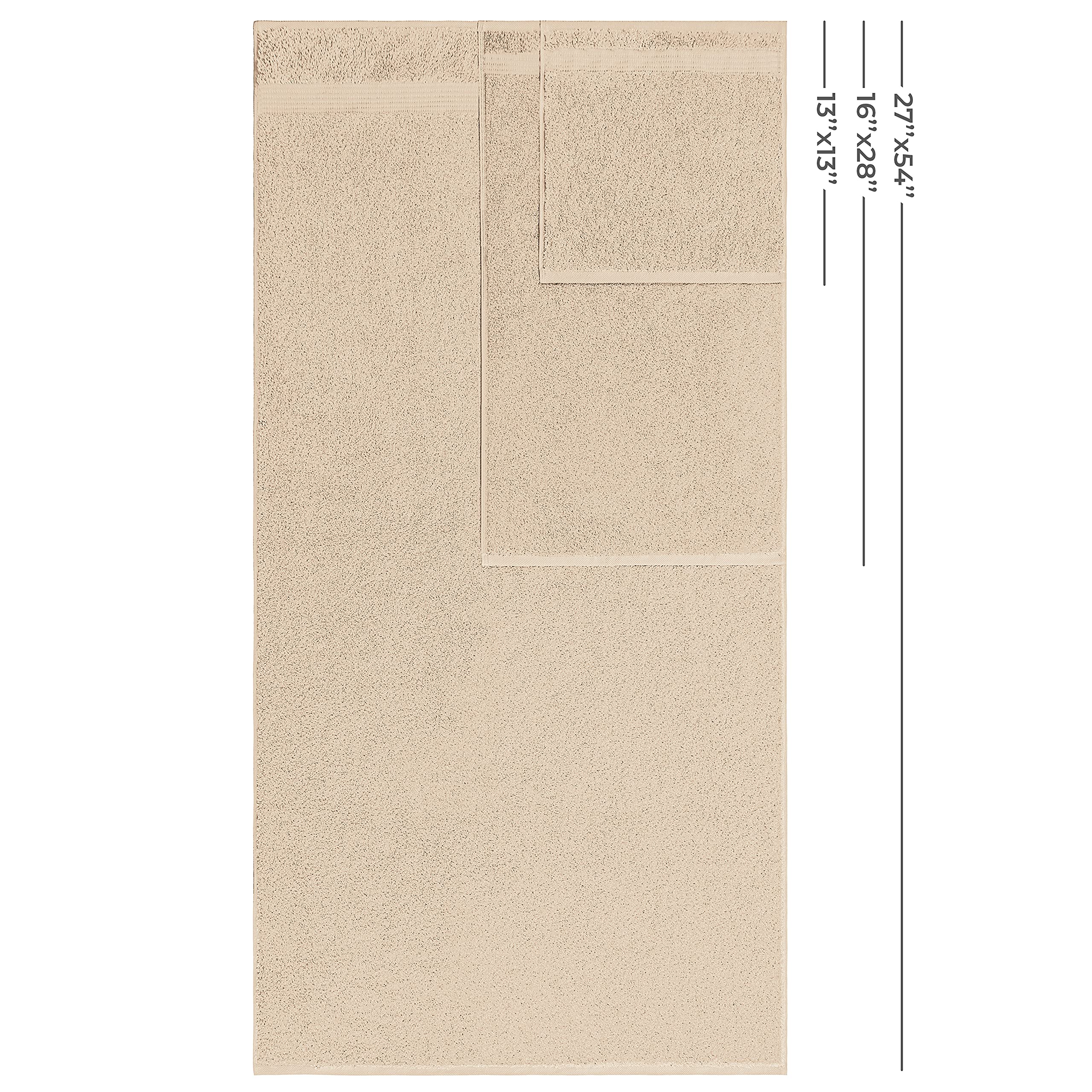 Premium 100% Cotton Turkish 6-Piece Bath Towel Set - 2 Bath Towels, 2 Hand Towels & 2 Washcloths - Ultra Soft & Absorbent Luxury Towels for Spa, Bathroom & Guest Essentials (Beige)