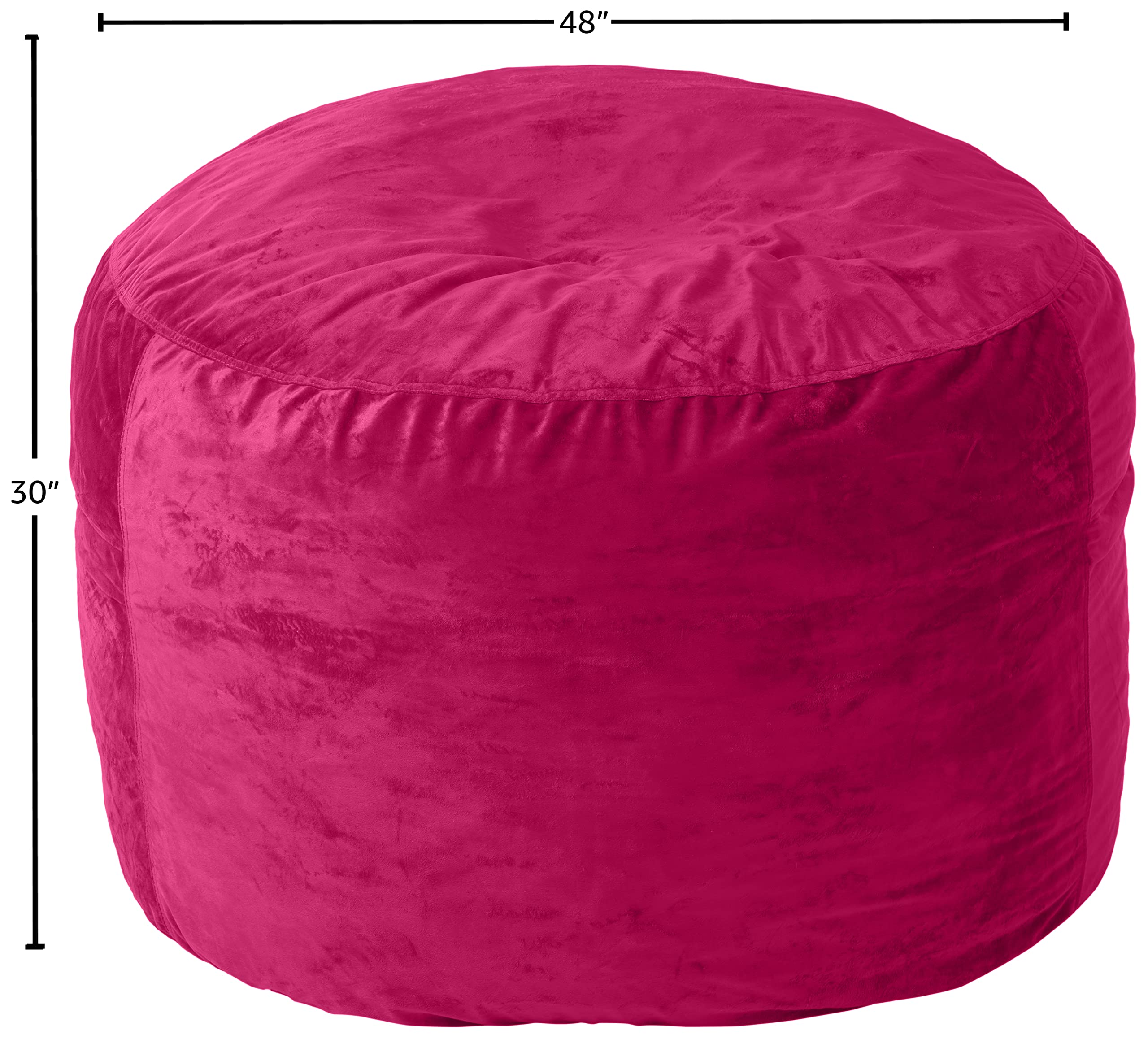 Comfy Fluffy Bean Bag Chair Cover Only - 4-Feet Round/Oval Sofa Sack Replacement for Adults & Kids (No Filling) | Perfect for Reading Nook, Floor Seating & Lazy Lounging | Magenta