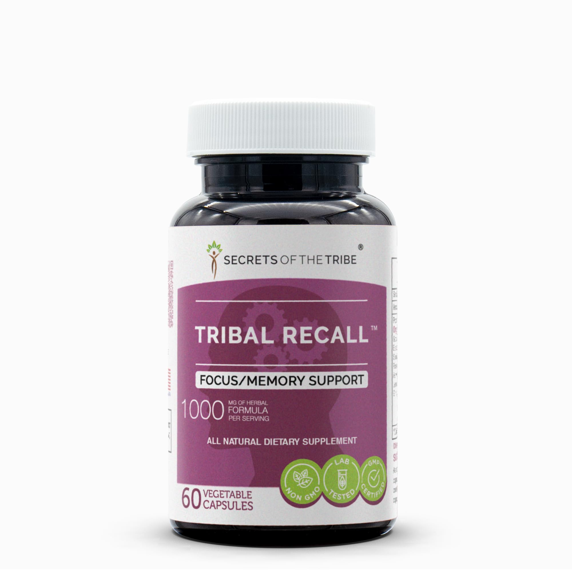 Secrets of the Tribe - Tribal Recall Memory Support Supplement | Herbal Brain Booster with Bacopa & Ginkgo | 60 Vegan Capsules | Enhance Focus & Cognitive Function for Students & Professionals