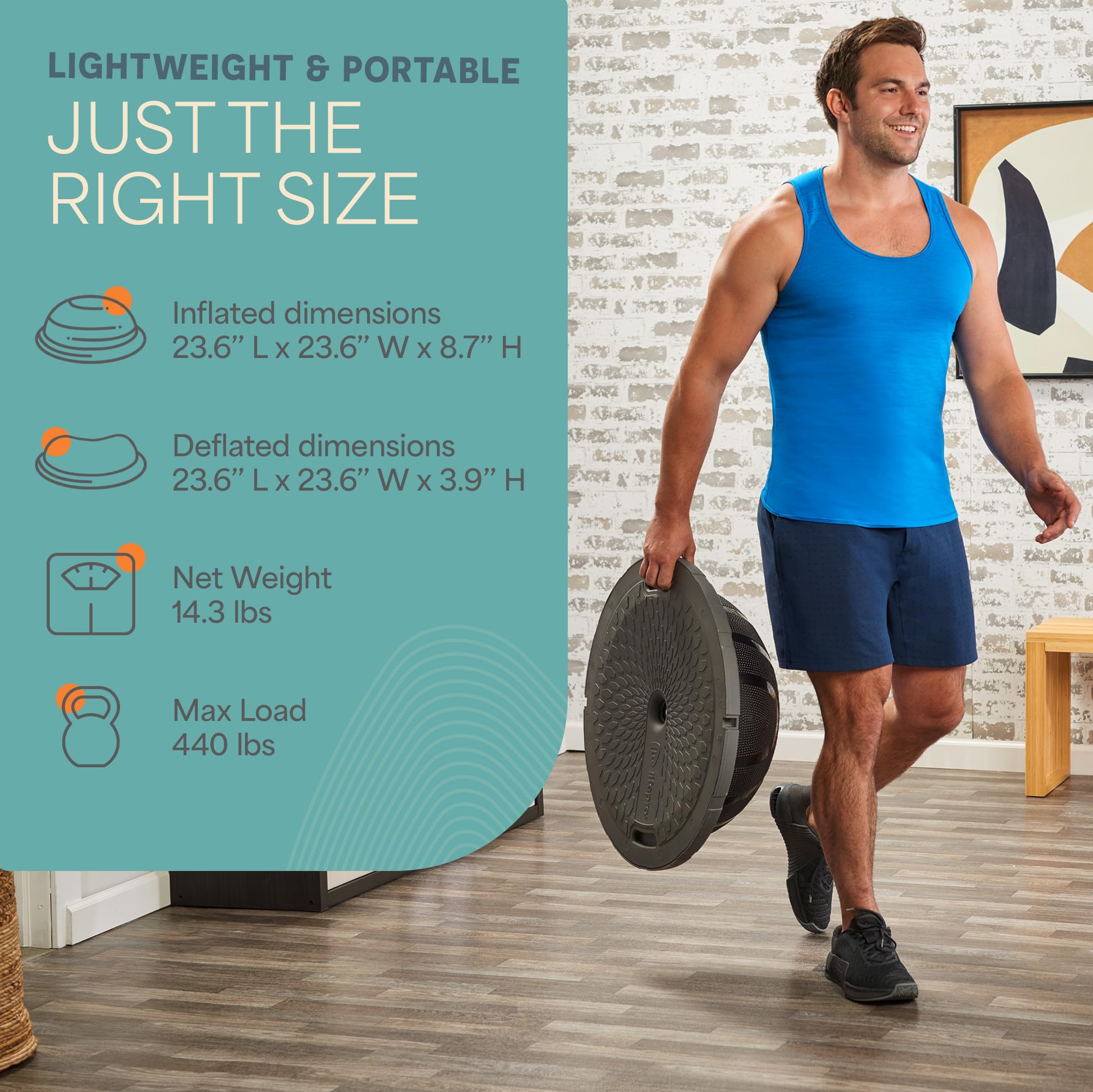 Lifepro Half Balance Ball Trainer - Stability Exercise Ball for Core Workouts, Yoga, Pilates & Physical Therapy - Non-Slip Home Gym Equipment for Balance Training & Fitness - Perfect for Home, Office & Rehabilitation Centers